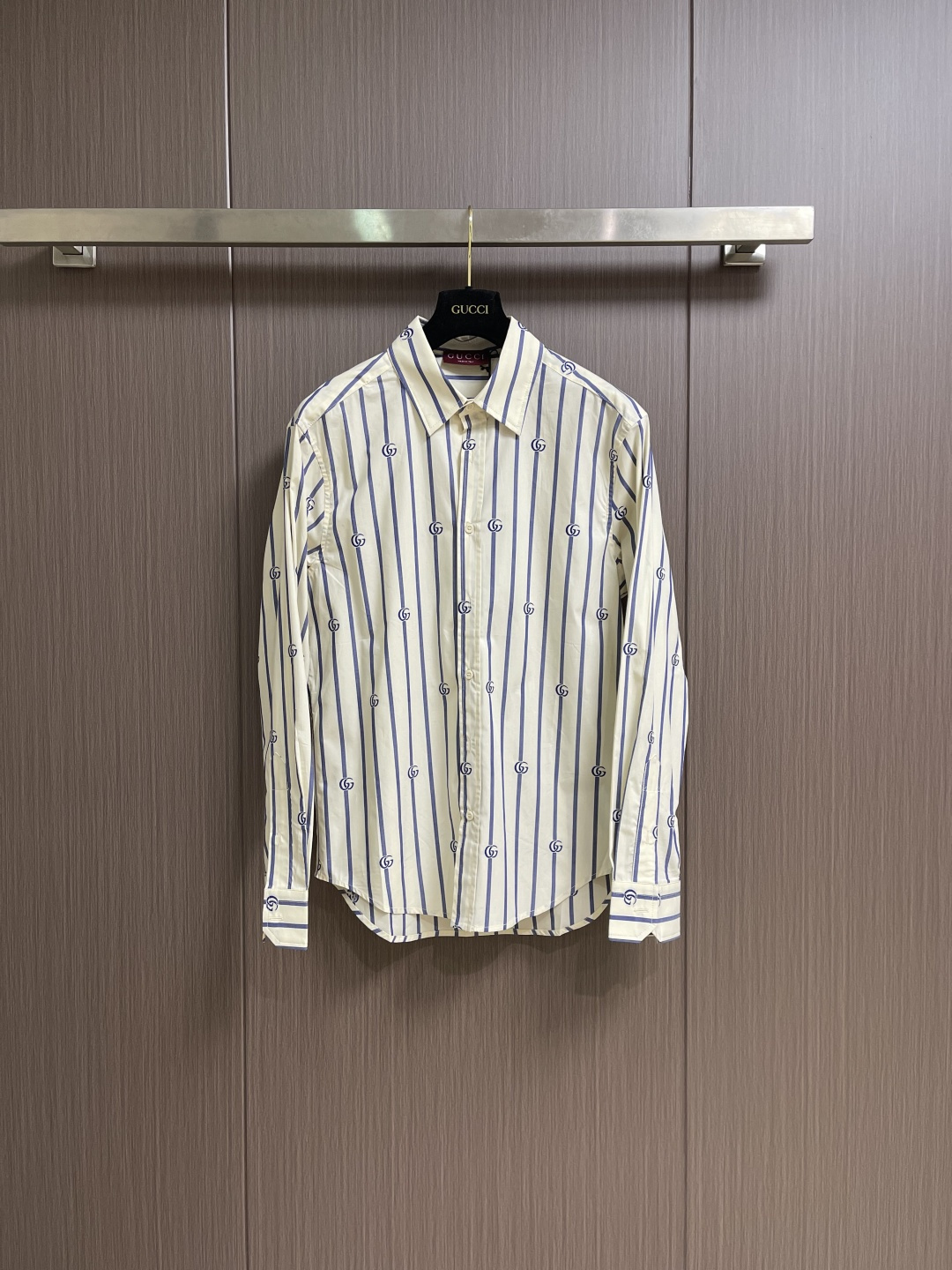 Gucci Male Shirt Cotton Blue Striped S-m-l-xl