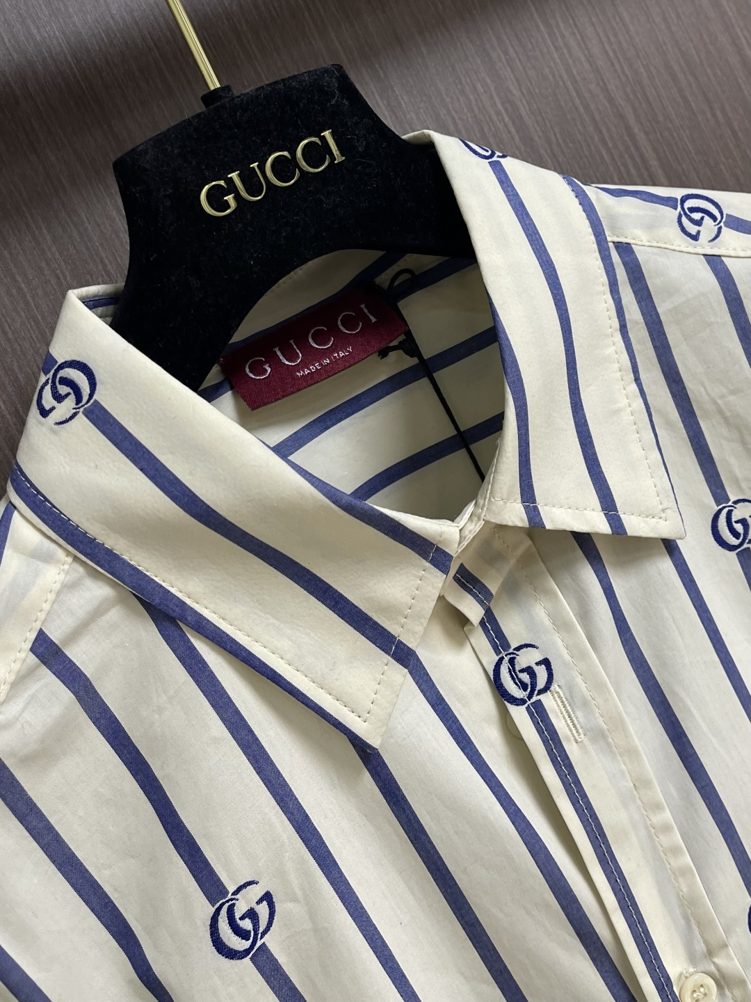 Gucci Male Shirt Cotton Blue Striped S-m-l-xl
