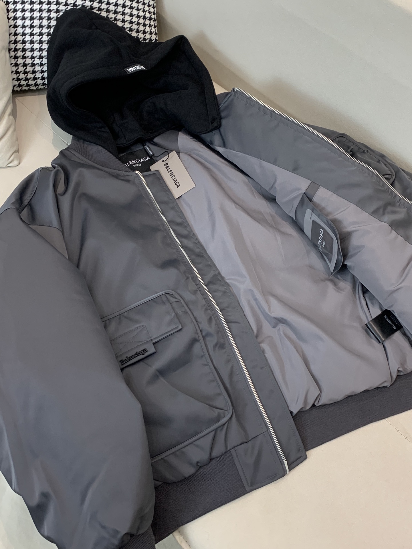 Balenciaga Down Jacket Goose Down Black Hooded S-m-xxxl