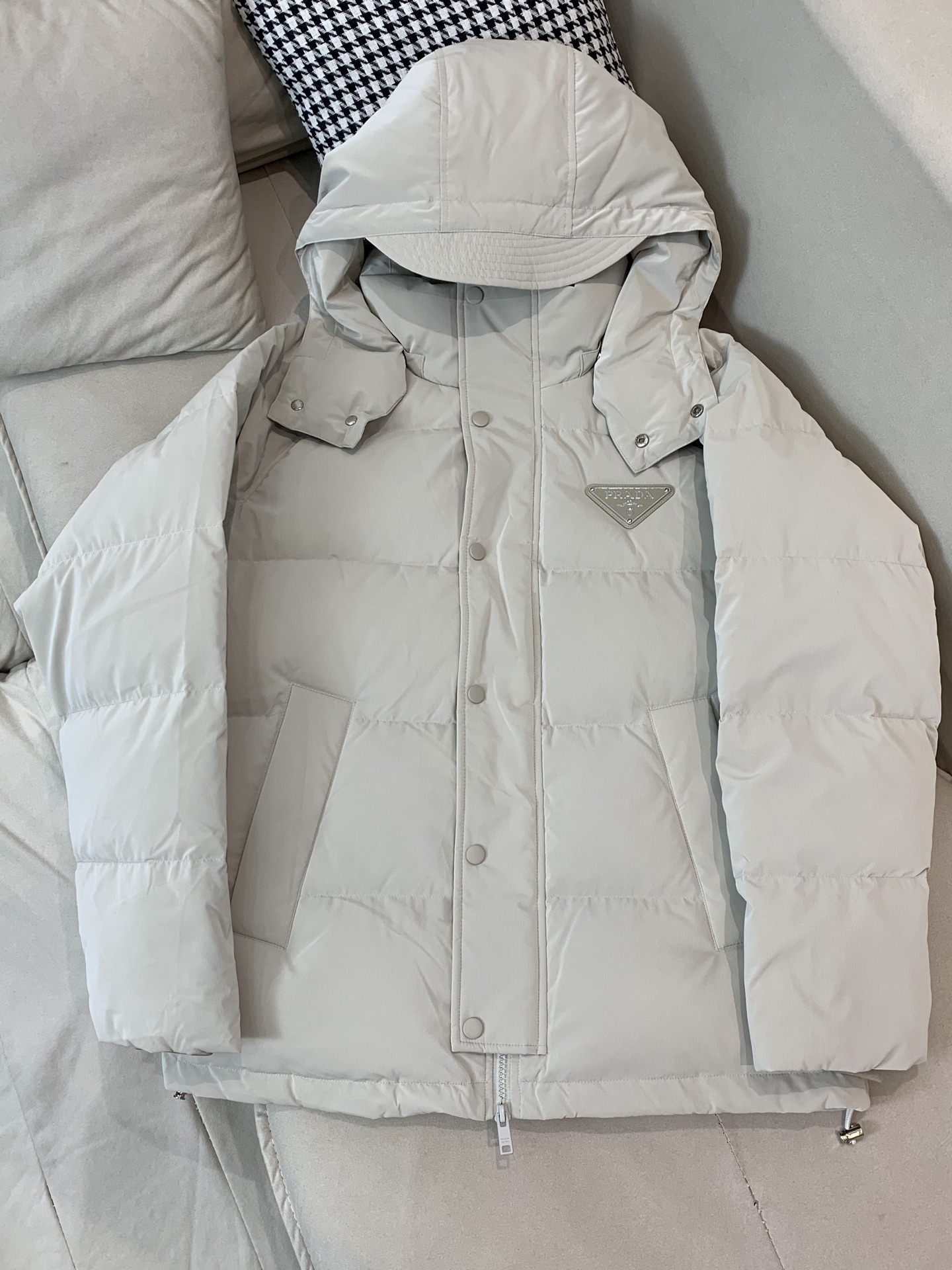 Prada Male Down Jacket Goose Down Black Hooded S