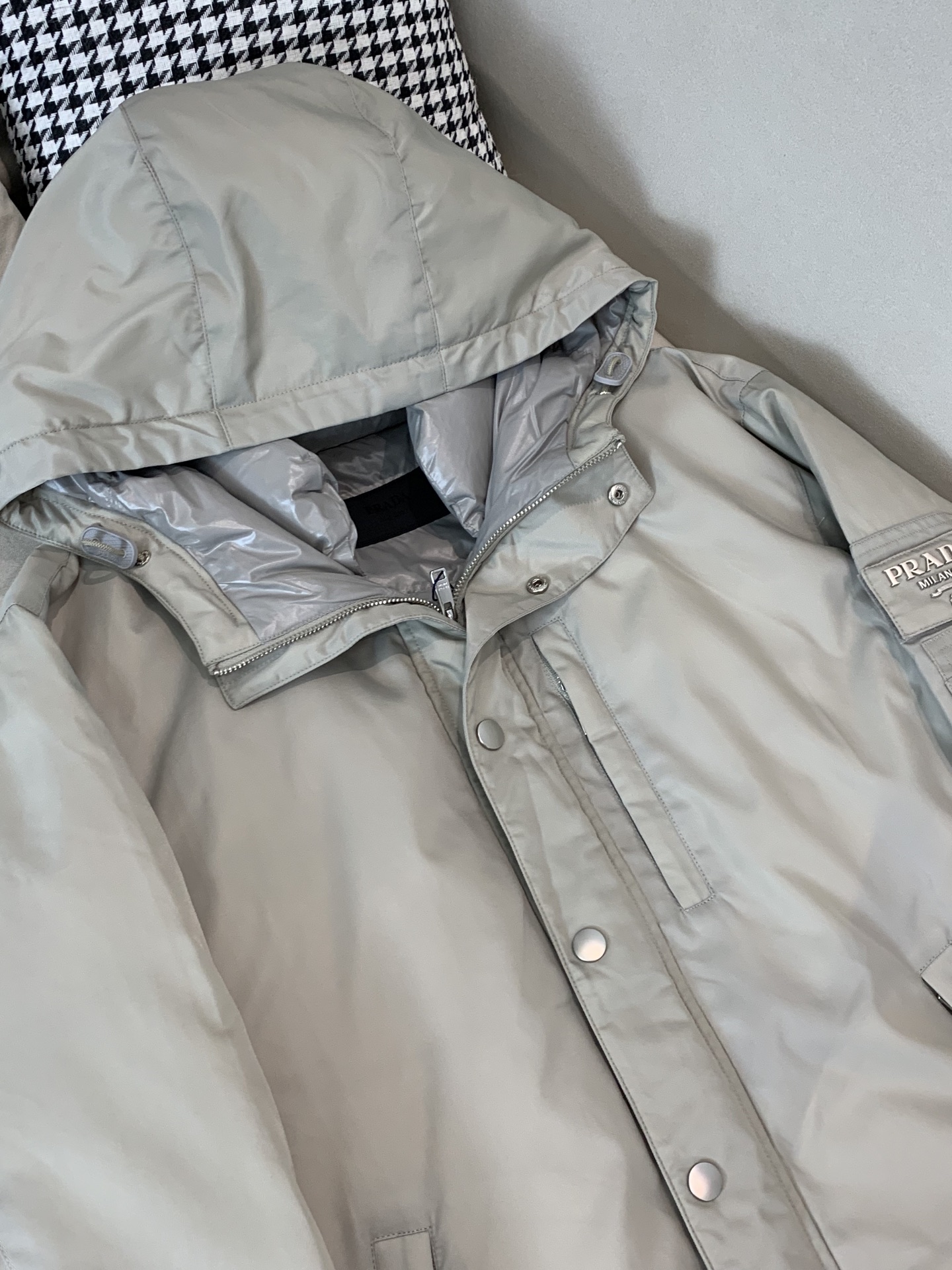 Prada Male Down Jacket Goose Down Black Hooded S-m-l