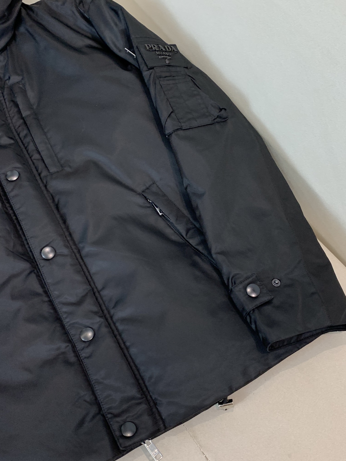 Prada Male Down Jacket Goose Down Black Hooded S-m-l