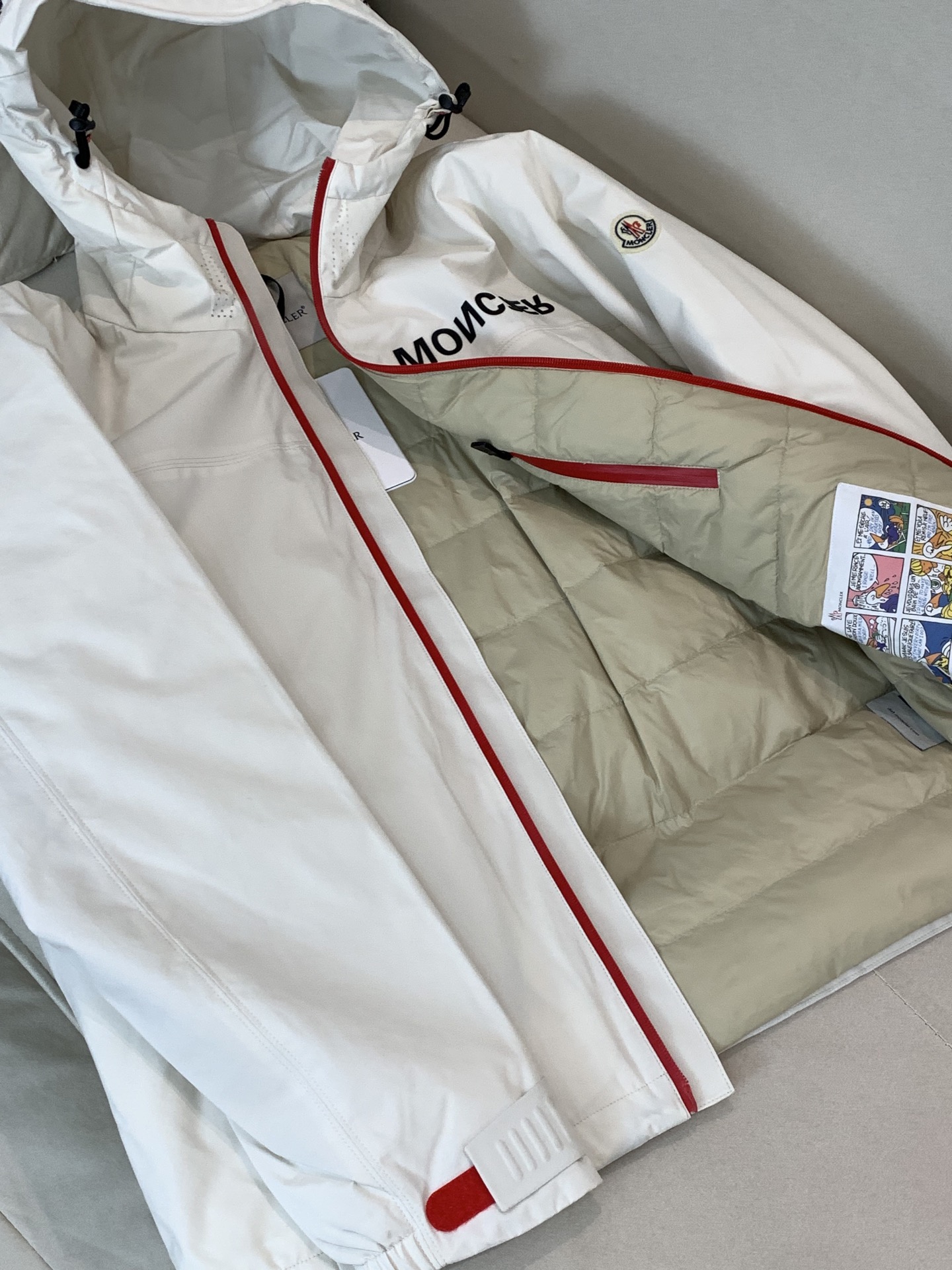 Moncler Male Down Jacket White Duck Down Black Hooded S-m-l