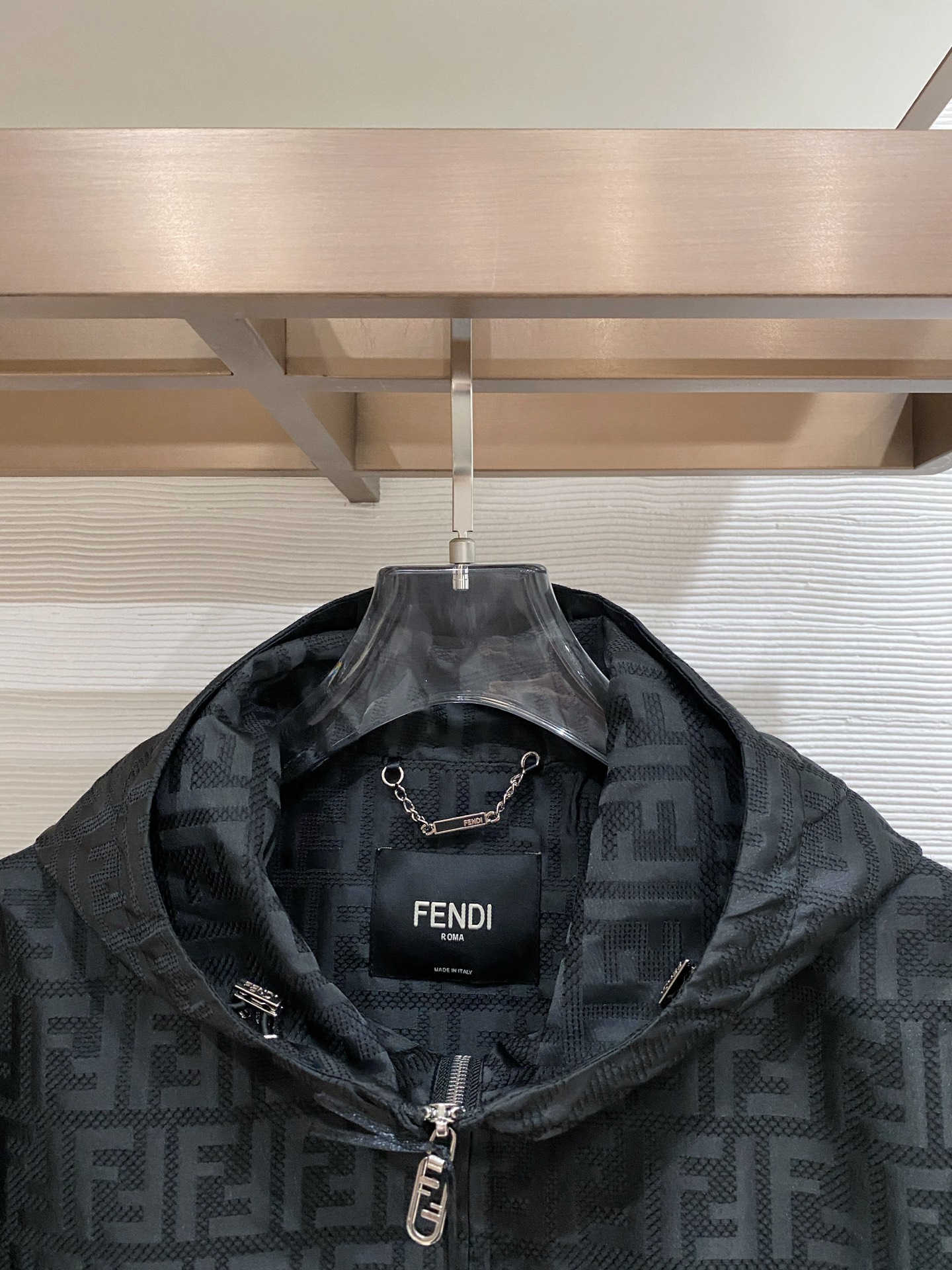 Fendi Jacket Black Hooded S