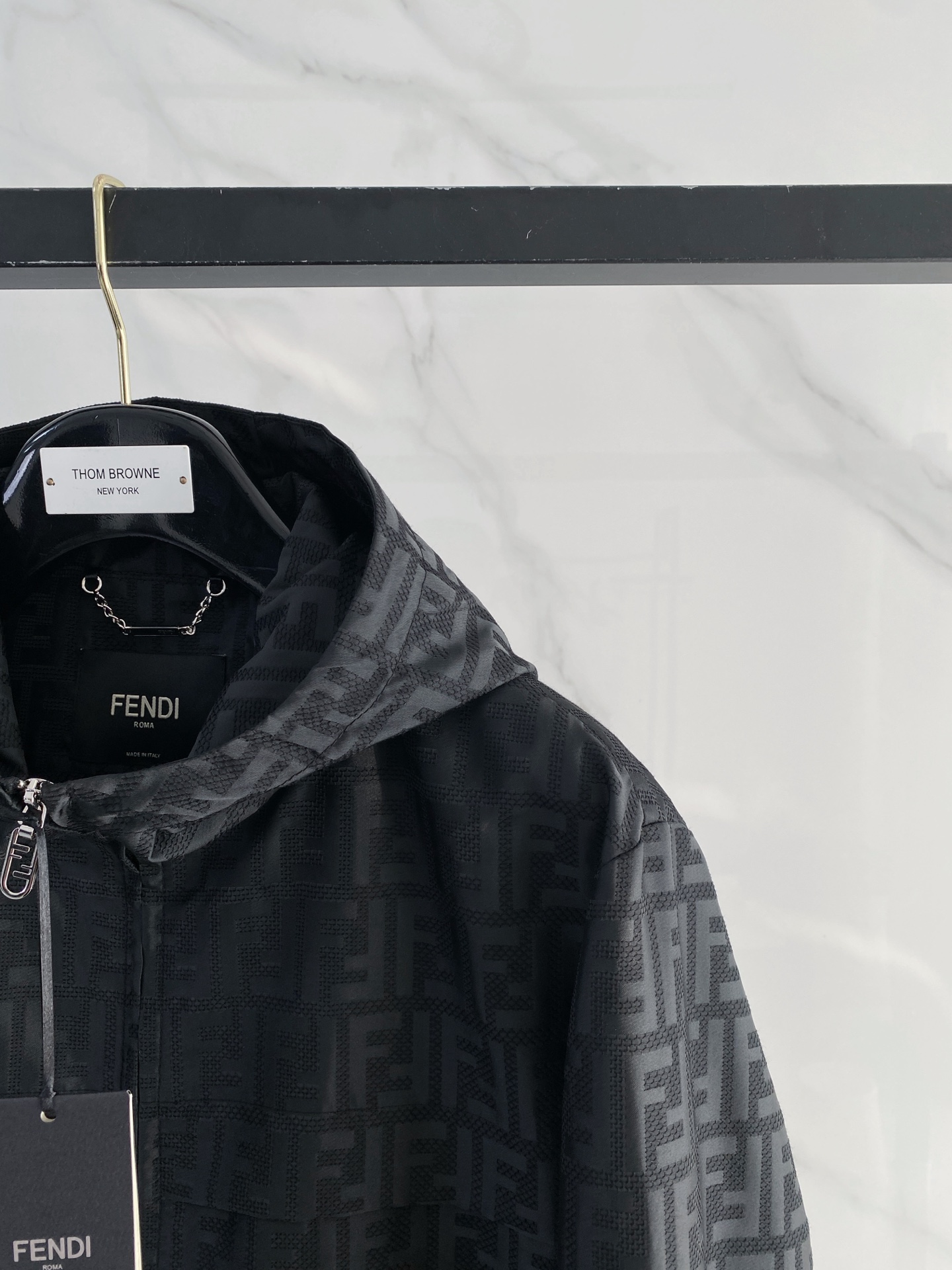Fendi Jacket Black Hooded S