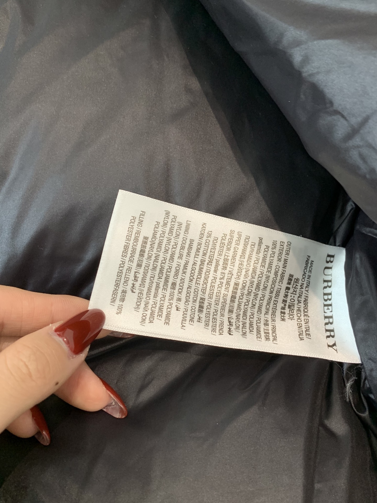 Burberry Down Jacket Black Hooded L