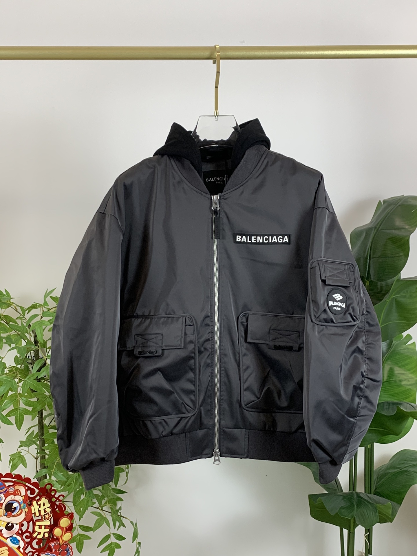 Balenciaga Down Jacket Goose Down Black Hooded S-m-xxxl