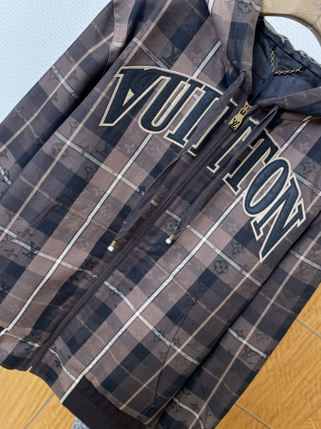 Louis Vuitton Jacket Wool Brown Hooded S-m-l-48