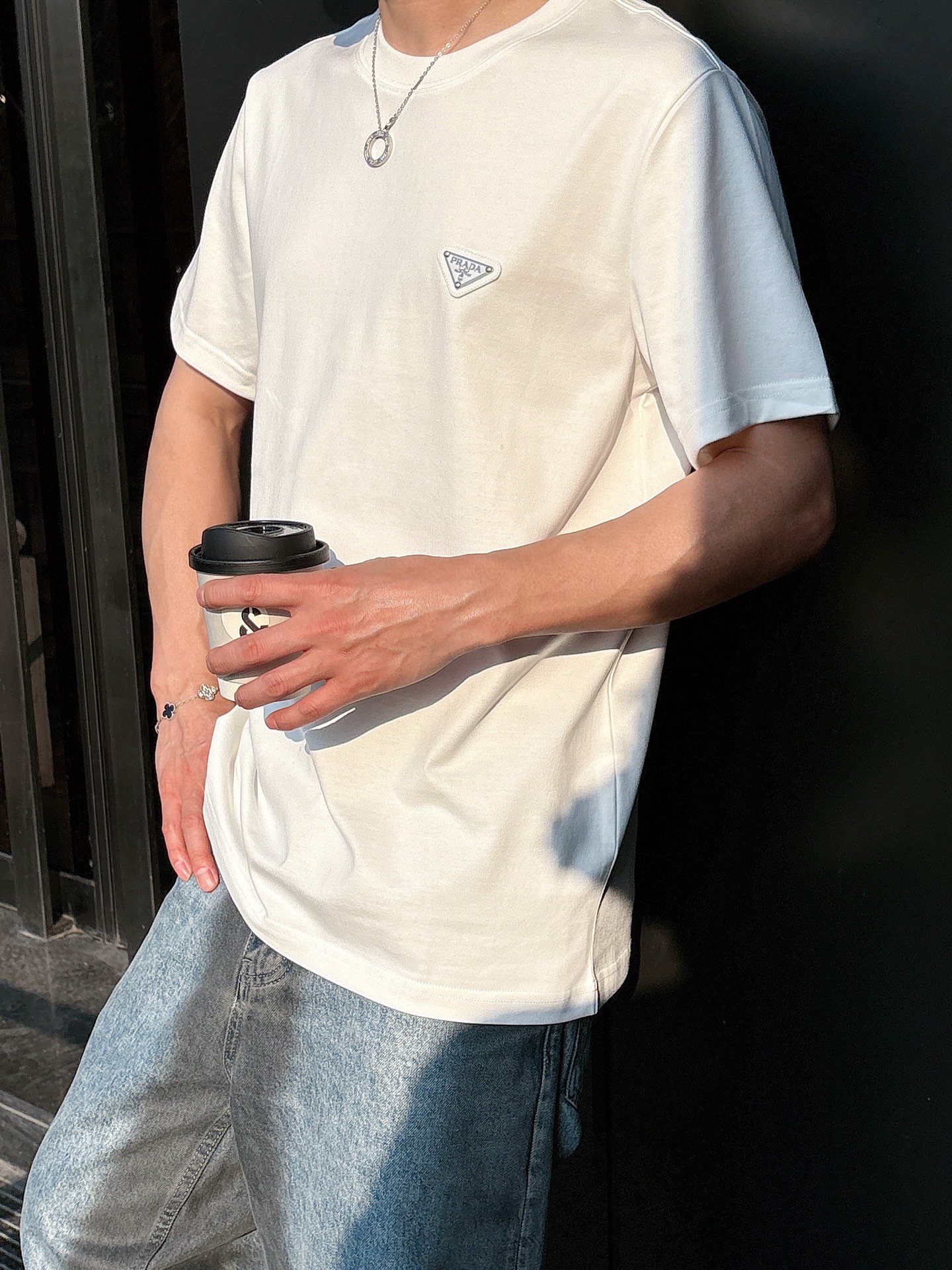 Prada Couple Basic Clothing Cotton Black Loose Fit S-l-xl