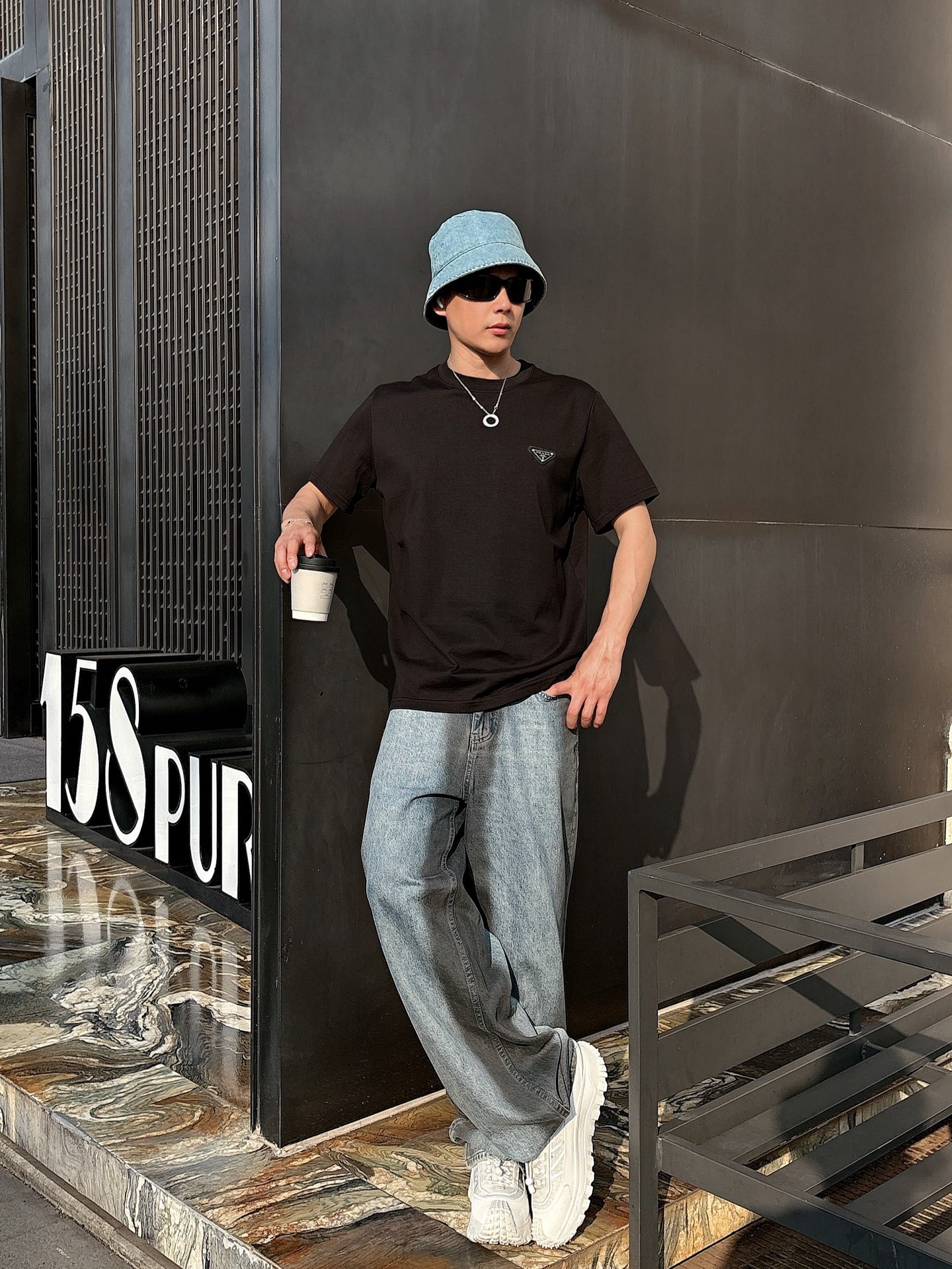 Prada Couple Basic Clothing Cotton Black Loose Fit S-l-xl