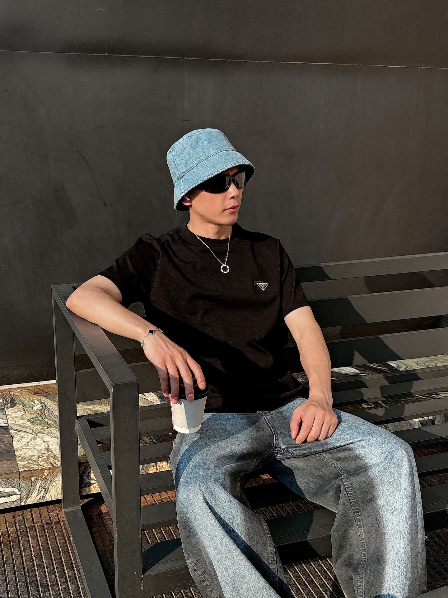Prada Couple Basic Clothing Cotton Black Loose Fit S-l-xl