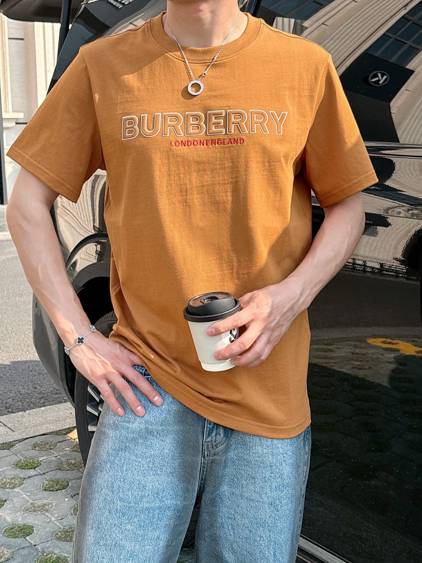 Burberry Couple Basic Clothing Cotton Black Loose Fit S-l-xl