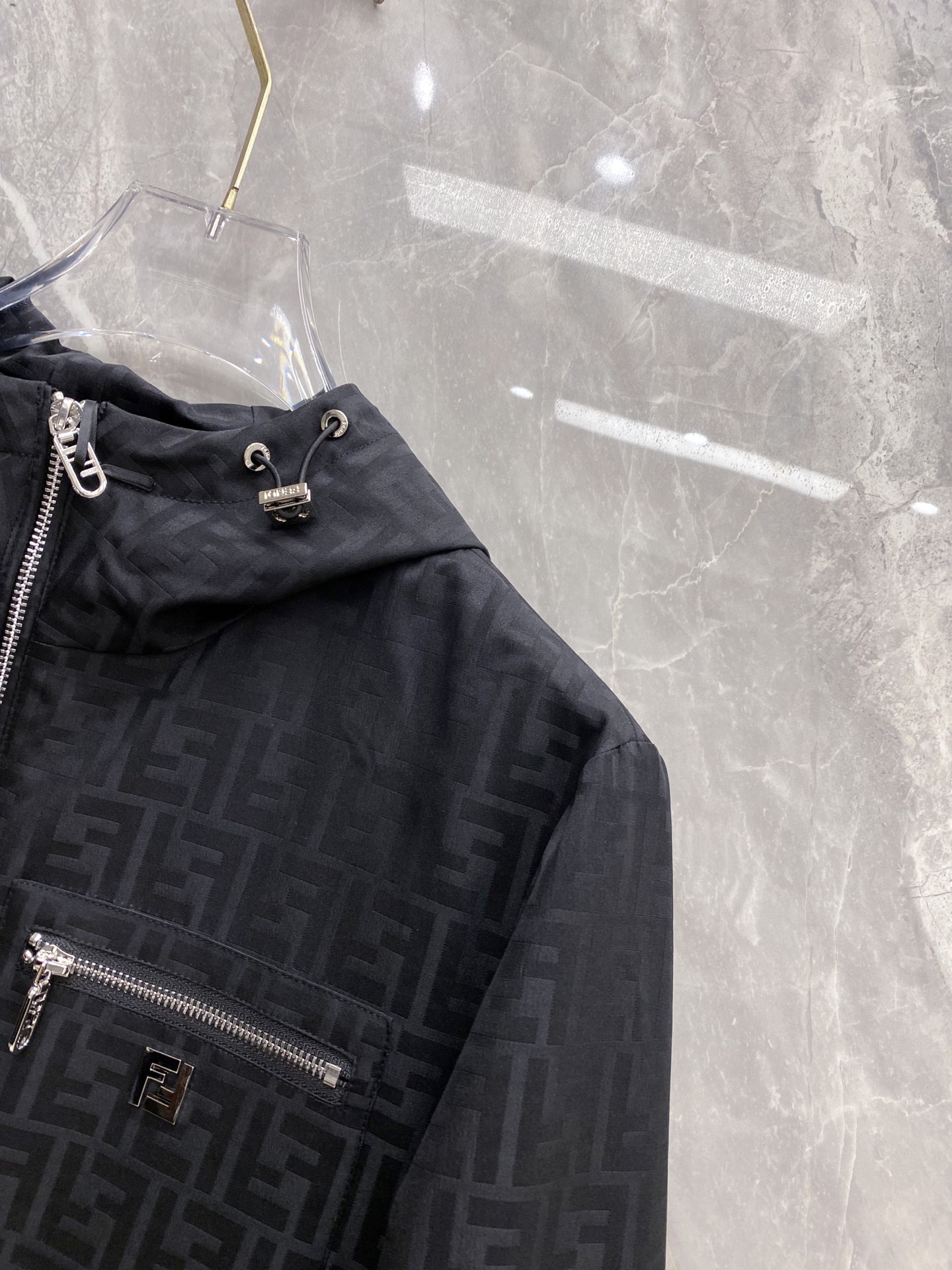 Fendi Jacket Black Hooded S