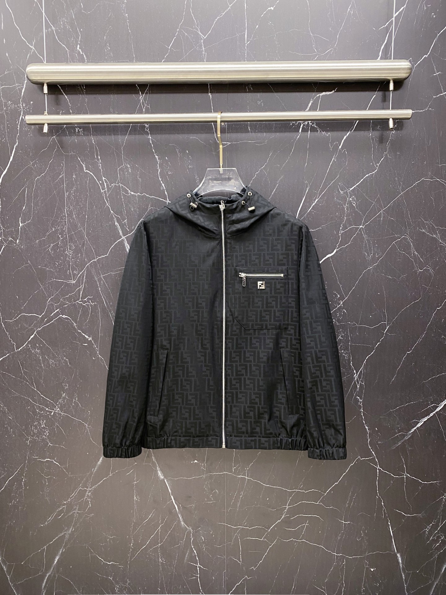 Fendi Jacket Black Hooded S