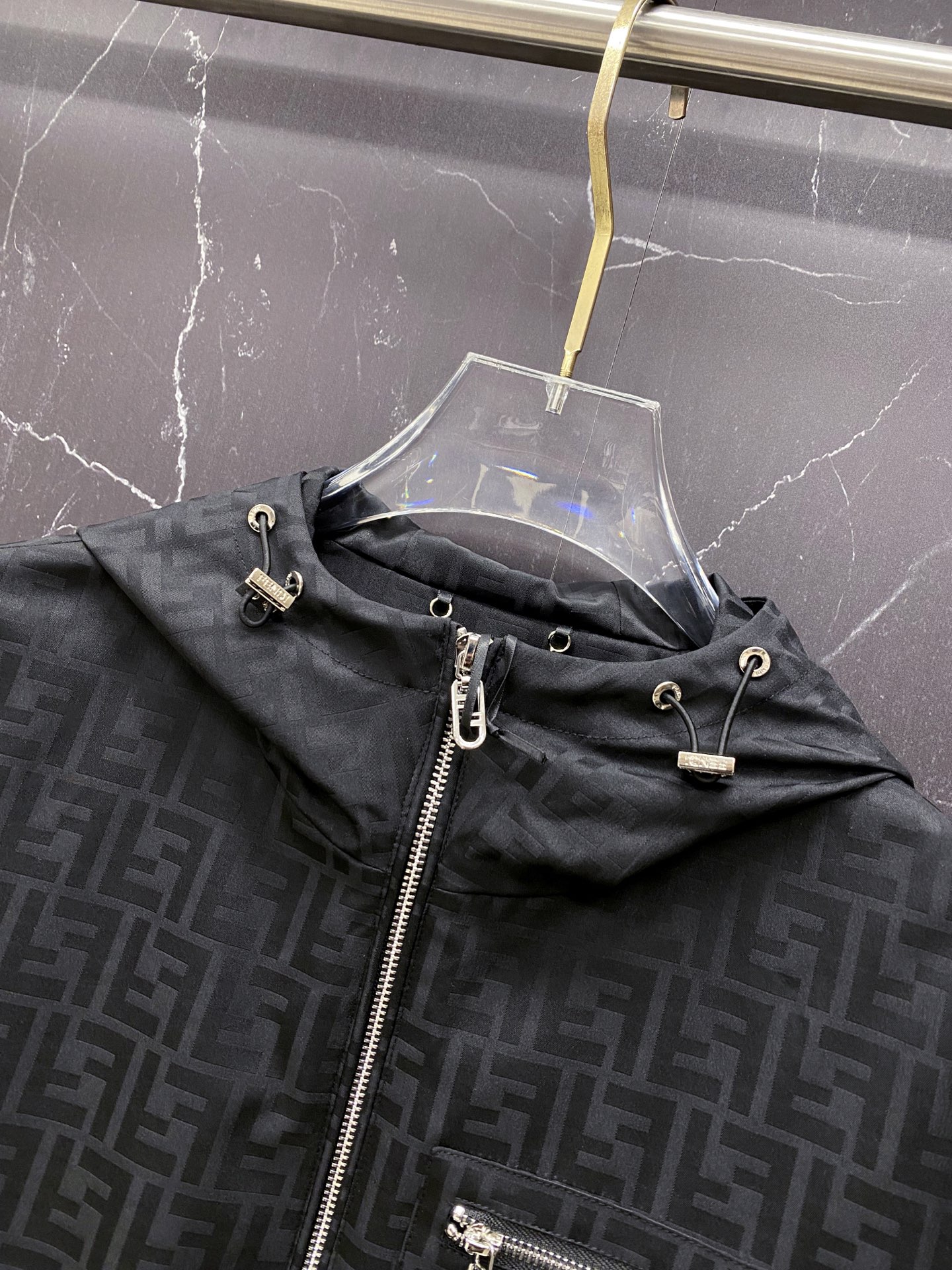 Fendi Jacket Black Hooded S