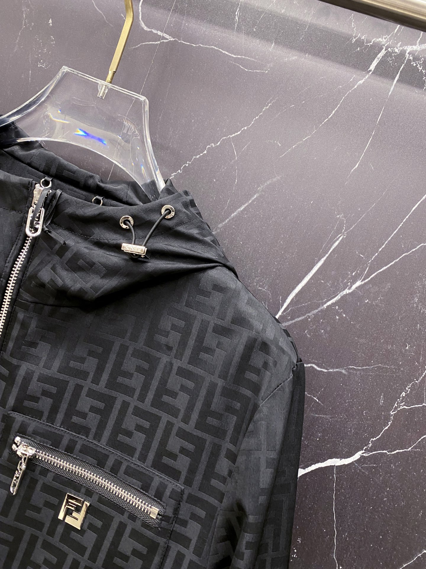 Fendi Jacket Black Hooded S