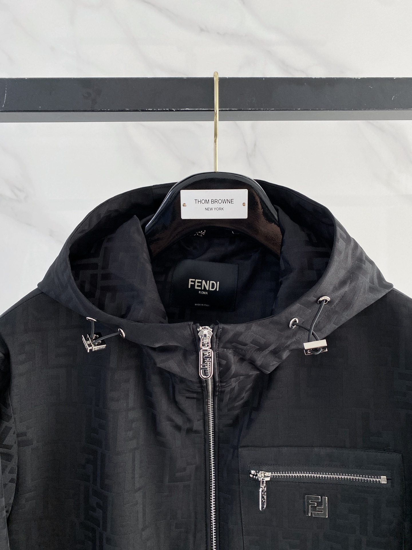 Fendi Jacket Black Hooded S