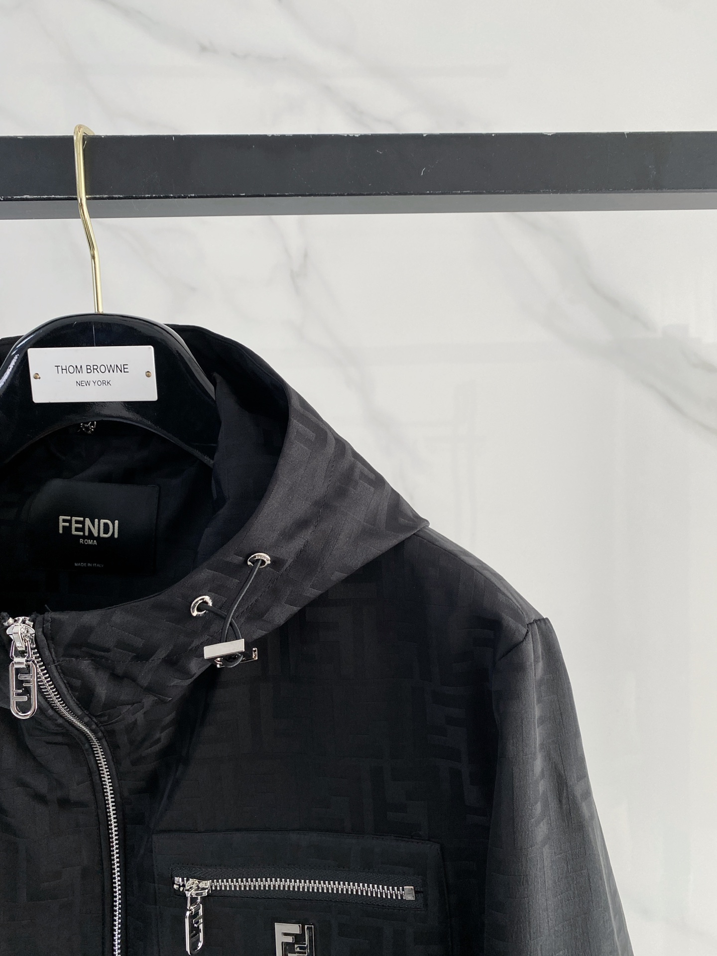 Fendi Jacket Black Hooded S