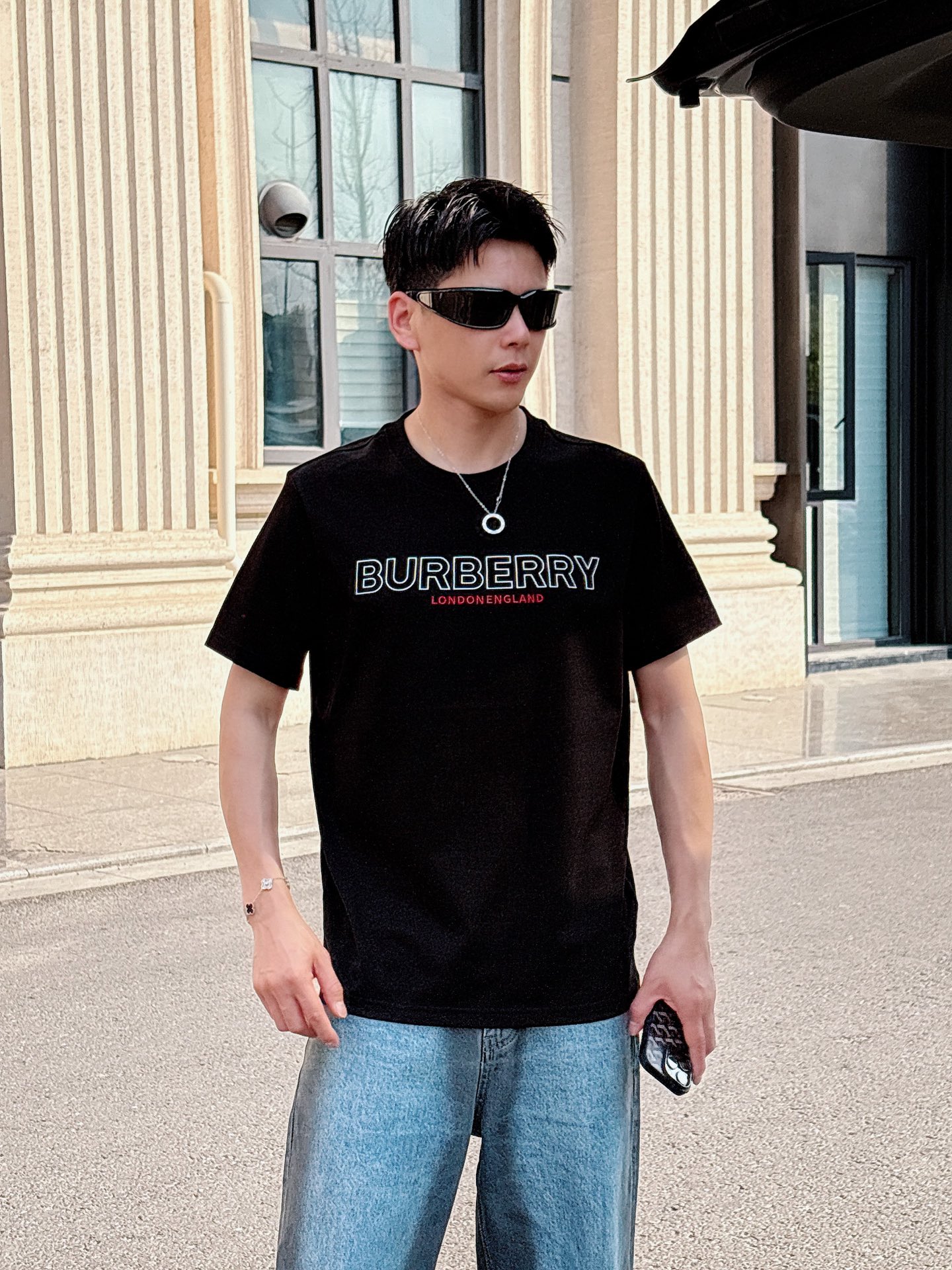 Burberry Couple Basic Clothing Cotton Black Loose Fit S-l-xl