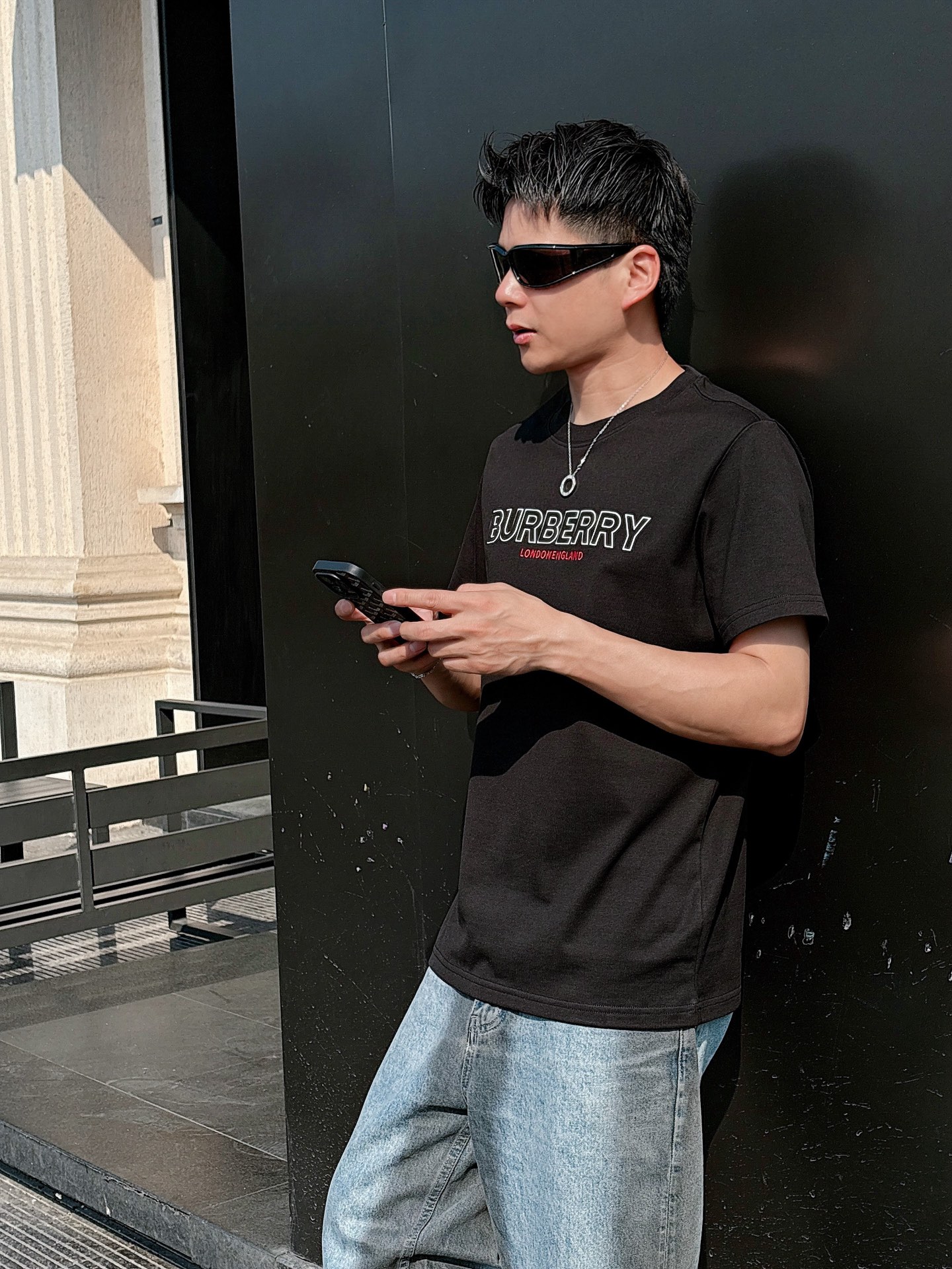 Burberry Couple Basic Clothing Cotton Black Loose Fit S-l-xl
