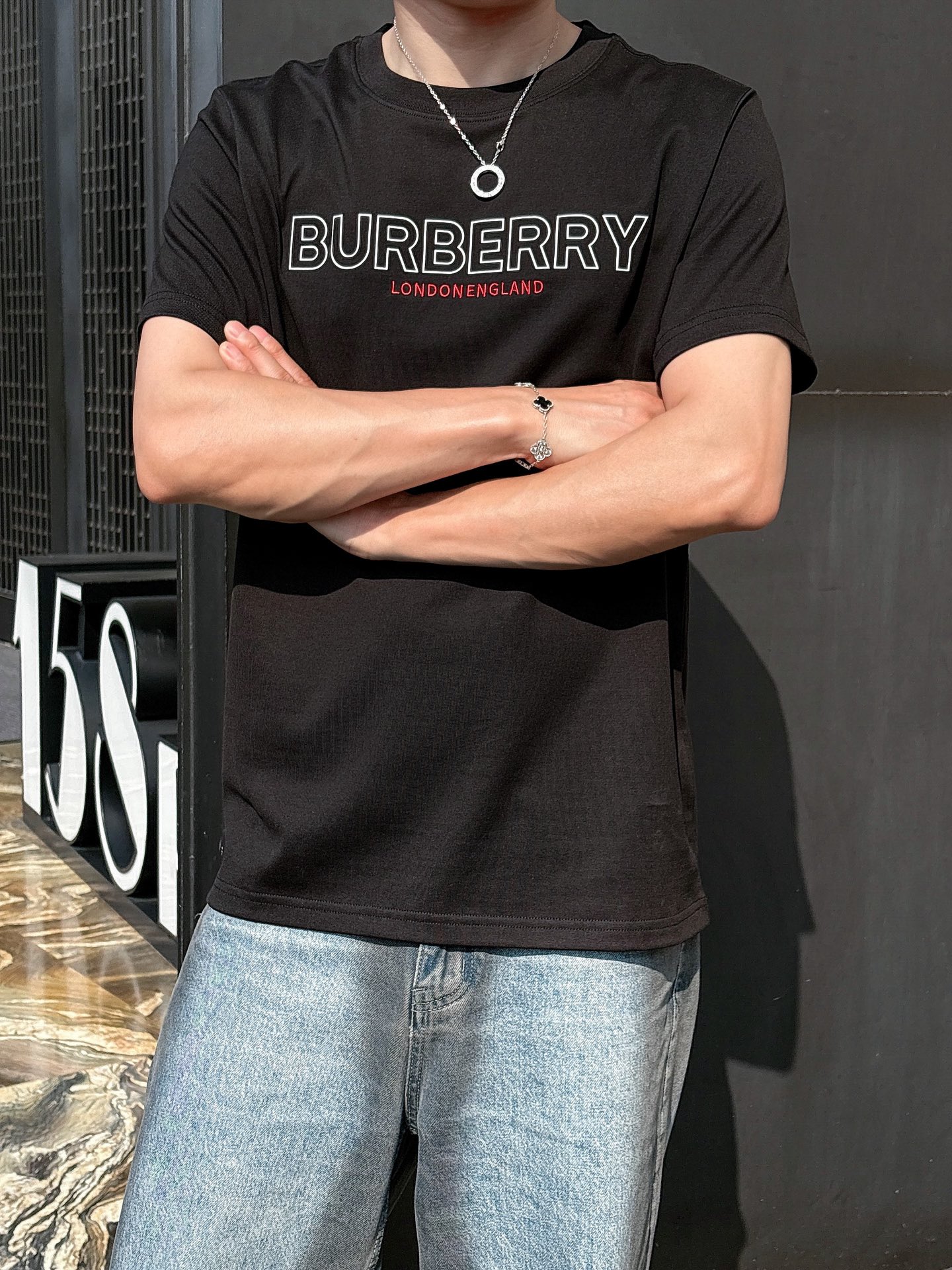 Burberry Couple Basic Clothing Cotton Black Loose Fit S-l-xl