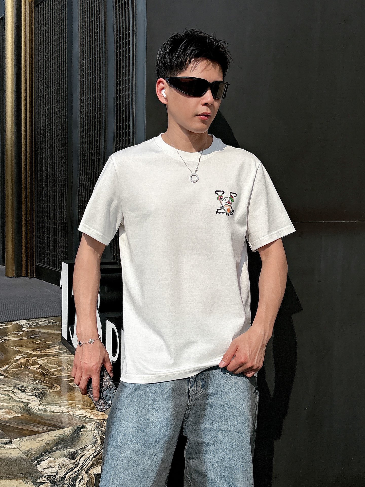 Louis Vuitton Couple Basic Clothing Cotton Black Loose Fit S-l-xl