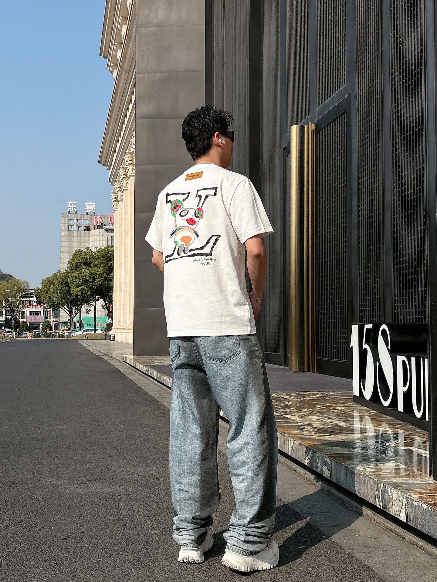 Louis Vuitton Couple Basic Clothing Cotton Black Loose Fit S-l-xl