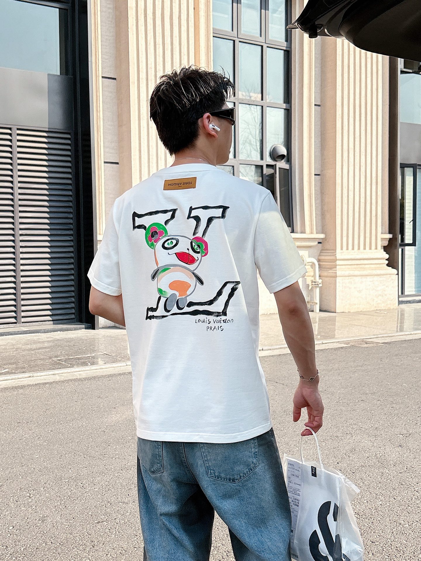 Louis Vuitton Couple Basic Clothing Cotton Black Loose Fit S-l-xl