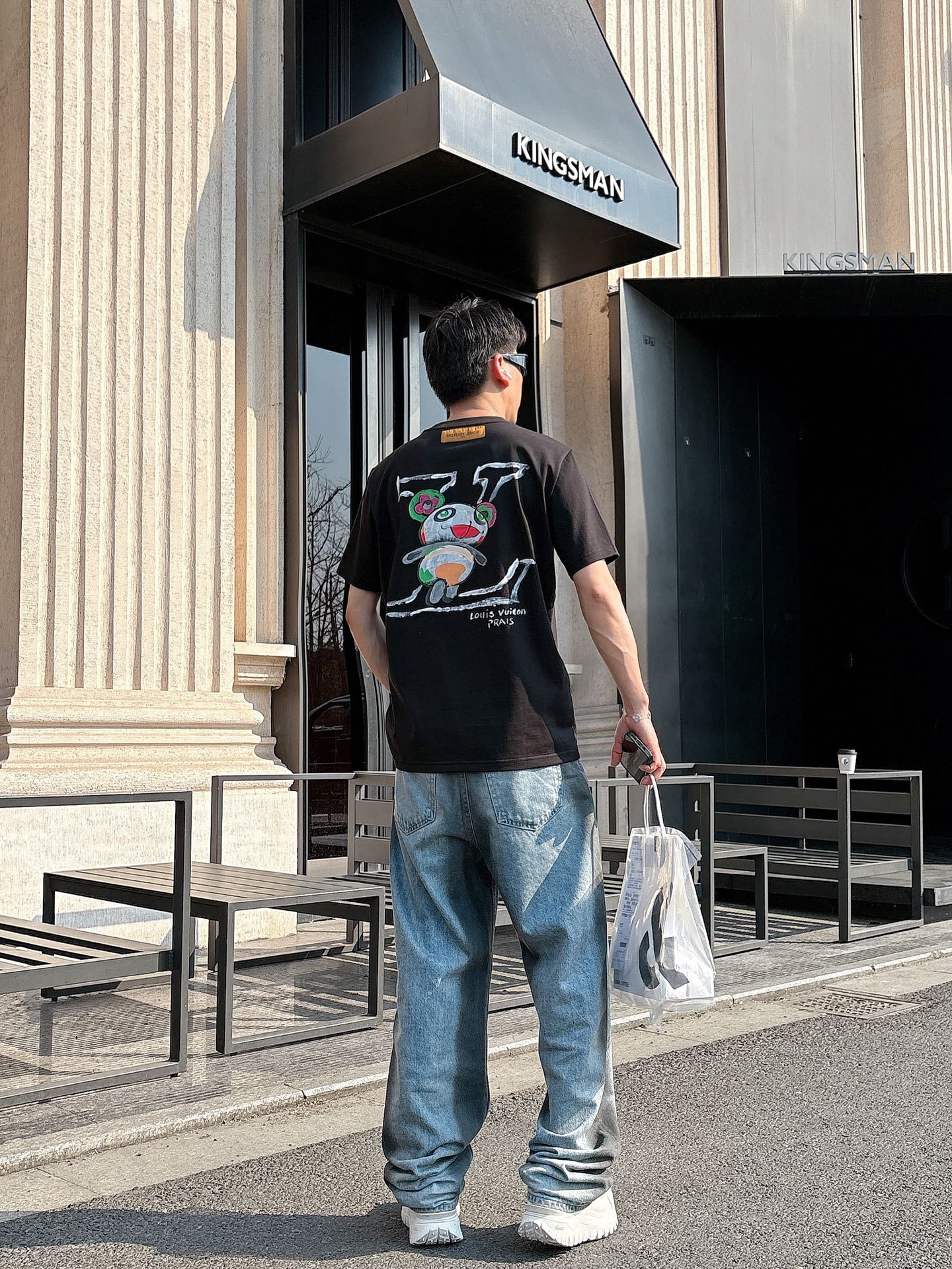 Louis Vuitton Couple Basic Clothing Cotton Black Loose Fit S-l-xl