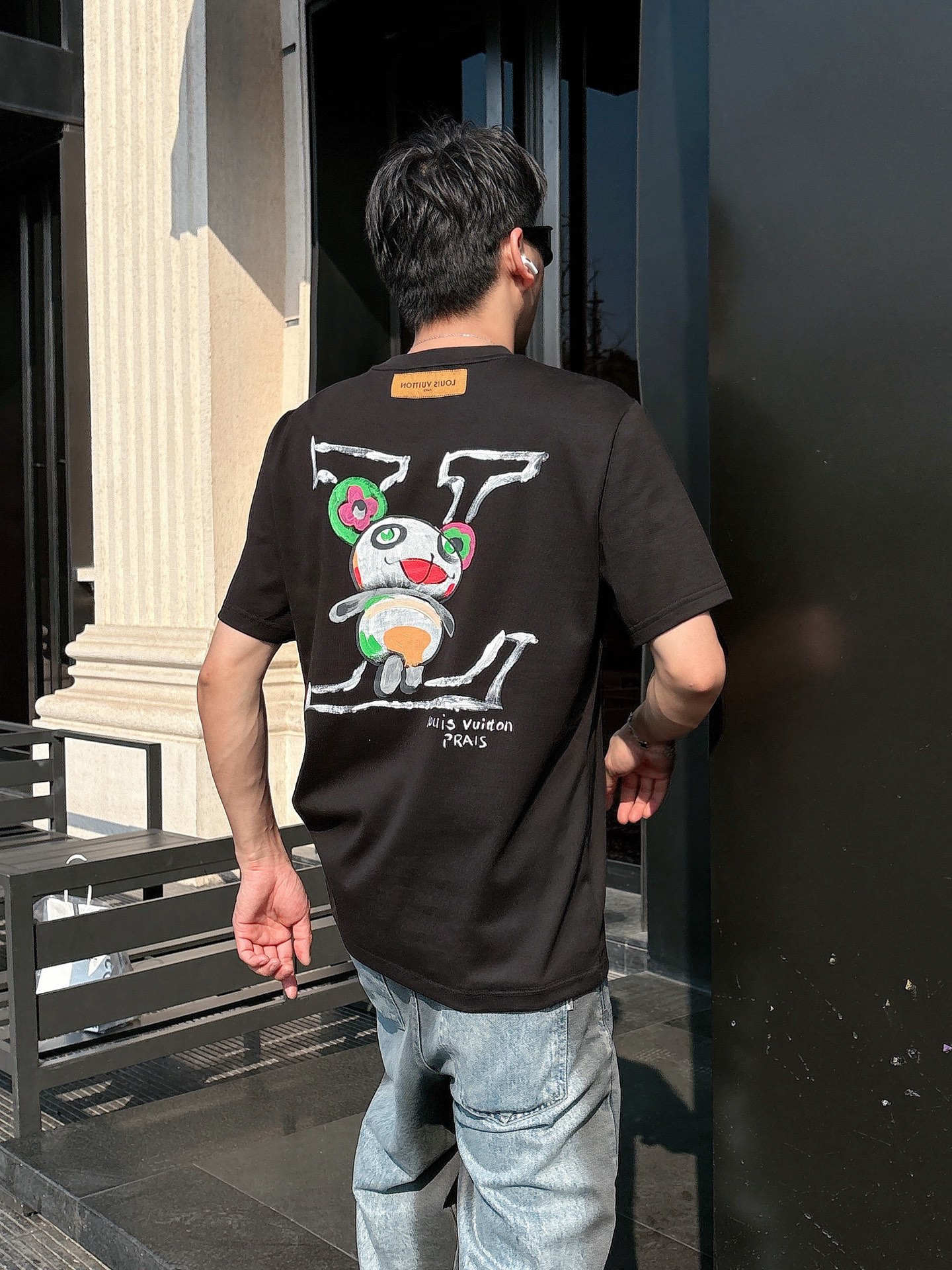 Louis Vuitton Couple Basic Clothing Cotton Black Loose Fit S-l-xl