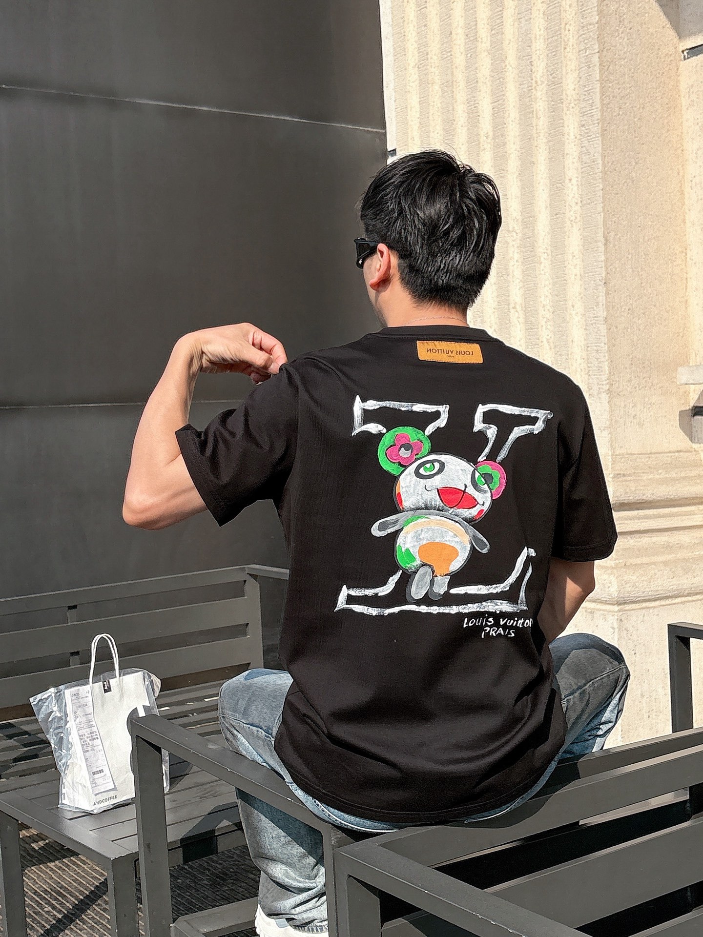 Louis Vuitton Couple Basic Clothing Cotton Black Loose Fit S-l-xl