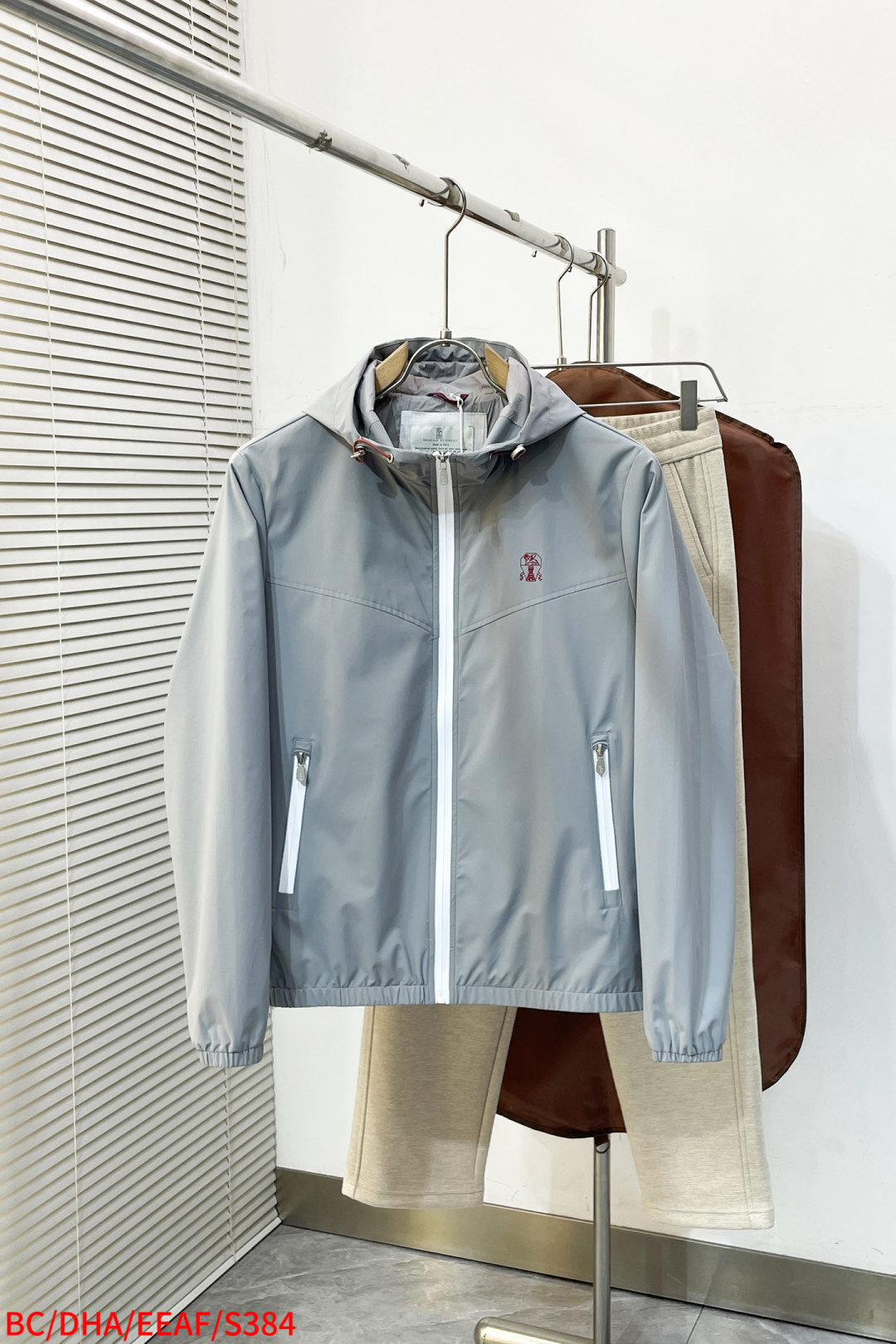Brunello Cucinelli Male Basic Clothing Cotton Gray Hooded S-m-xl