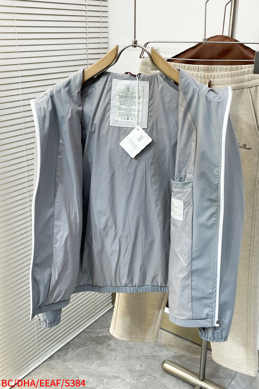 Brunello Cucinelli Male Basic Clothing Cotton Gray Hooded S-m-xl