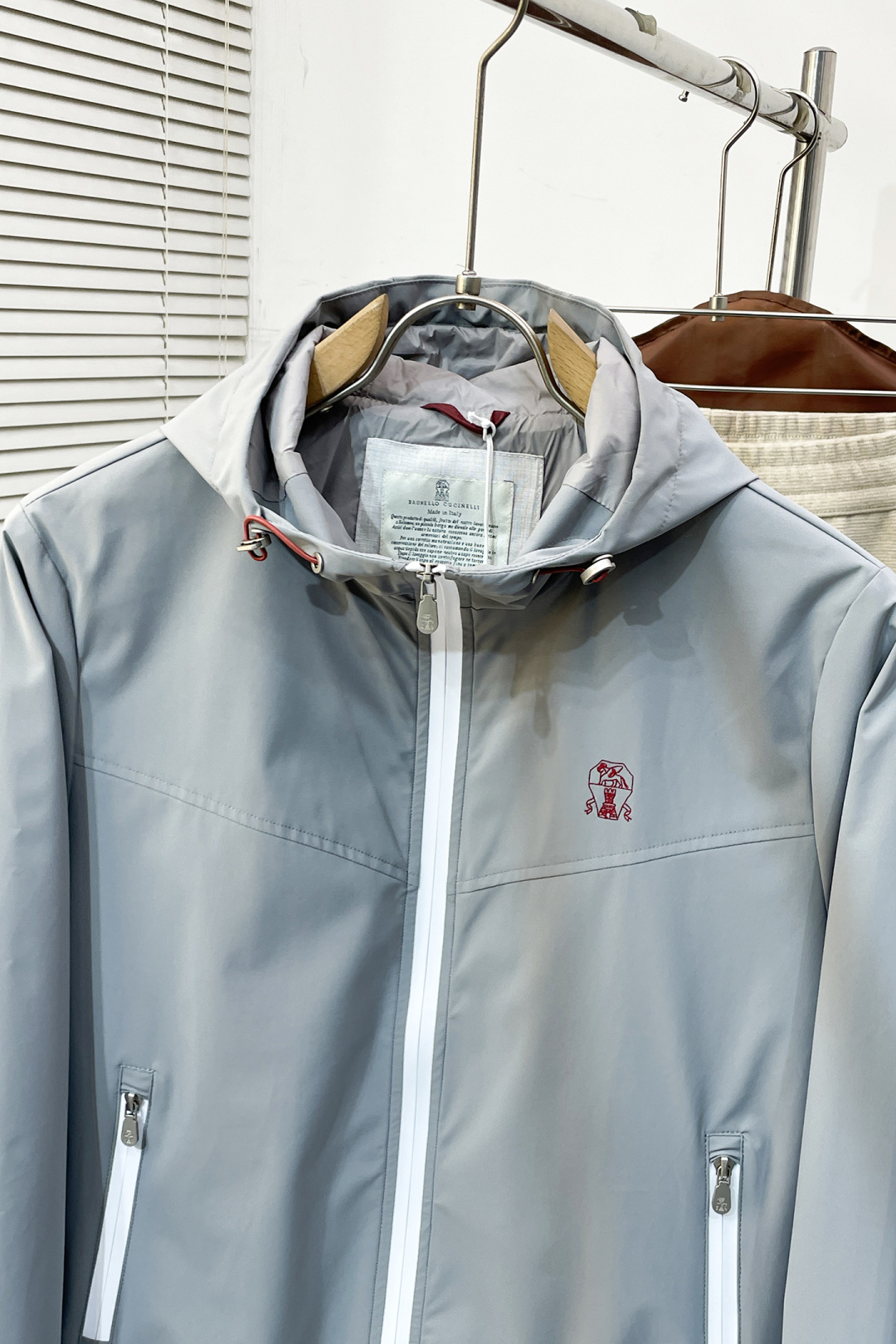 Brunello Cucinelli Male Basic Clothing Cotton Gray Hooded S-m-xl