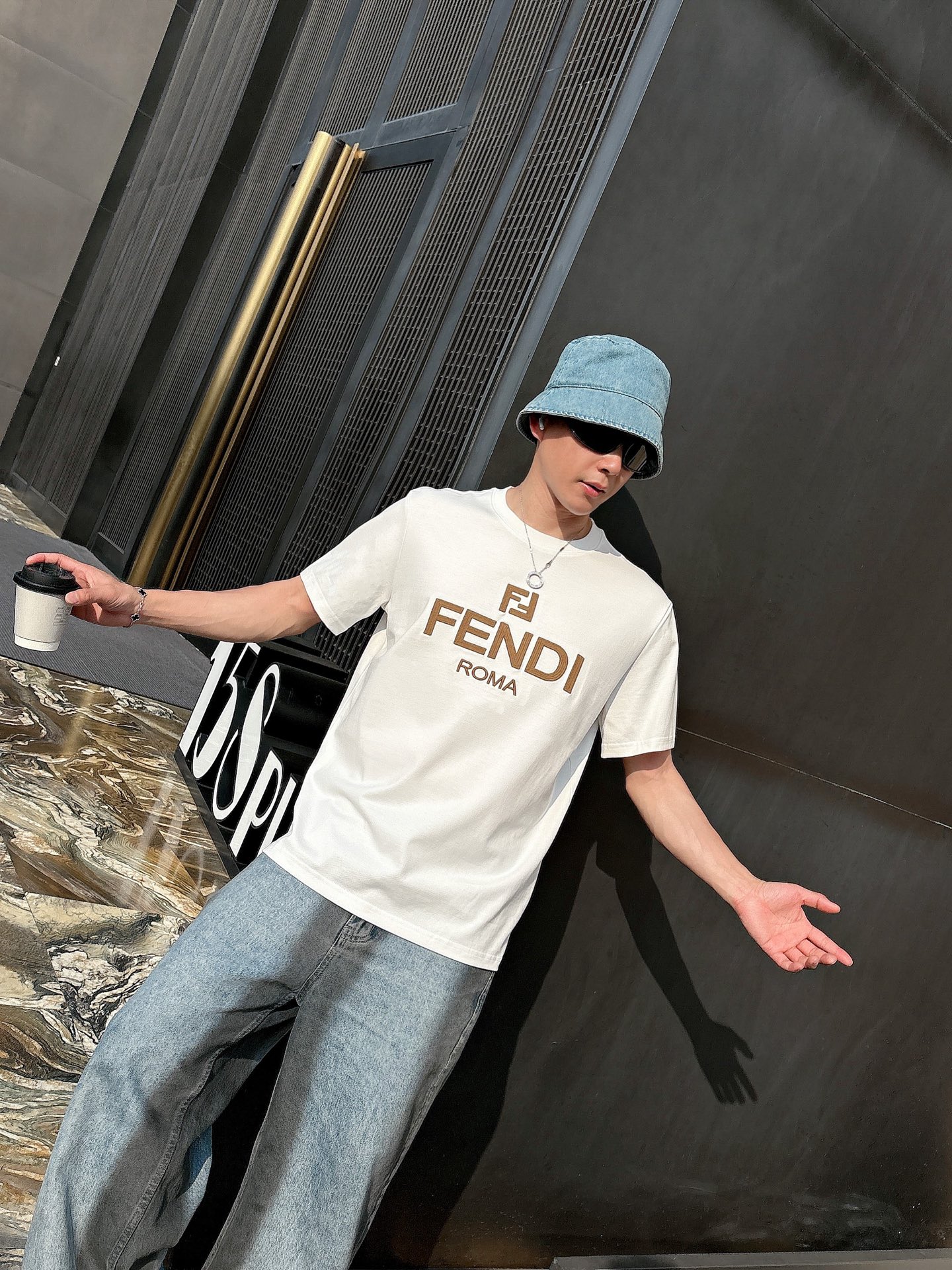 Fendi Couple Basic Clothing Cotton Black Loose Fit S-l-xl