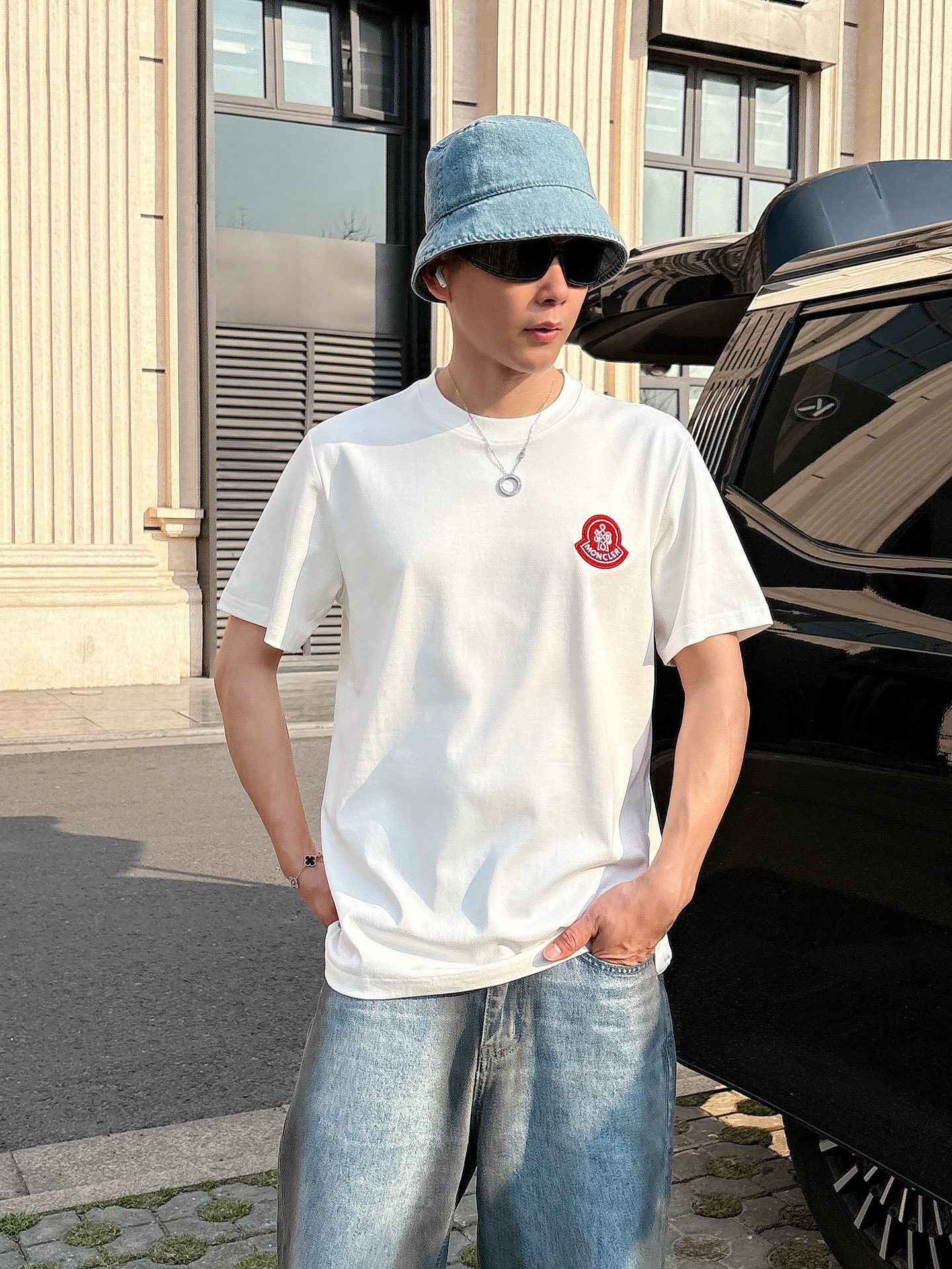 Moncler Couple Basic Clothing Cotton Black Loose Fit S-m-l-xl