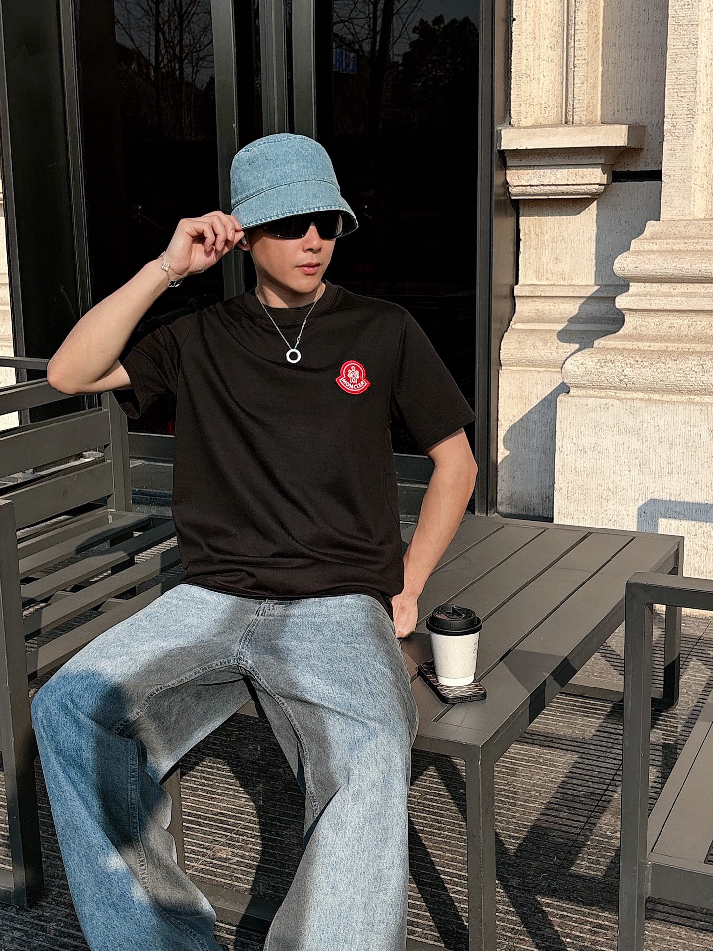 Moncler Couple Basic Clothing Cotton Black Loose Fit S-m-l-xl