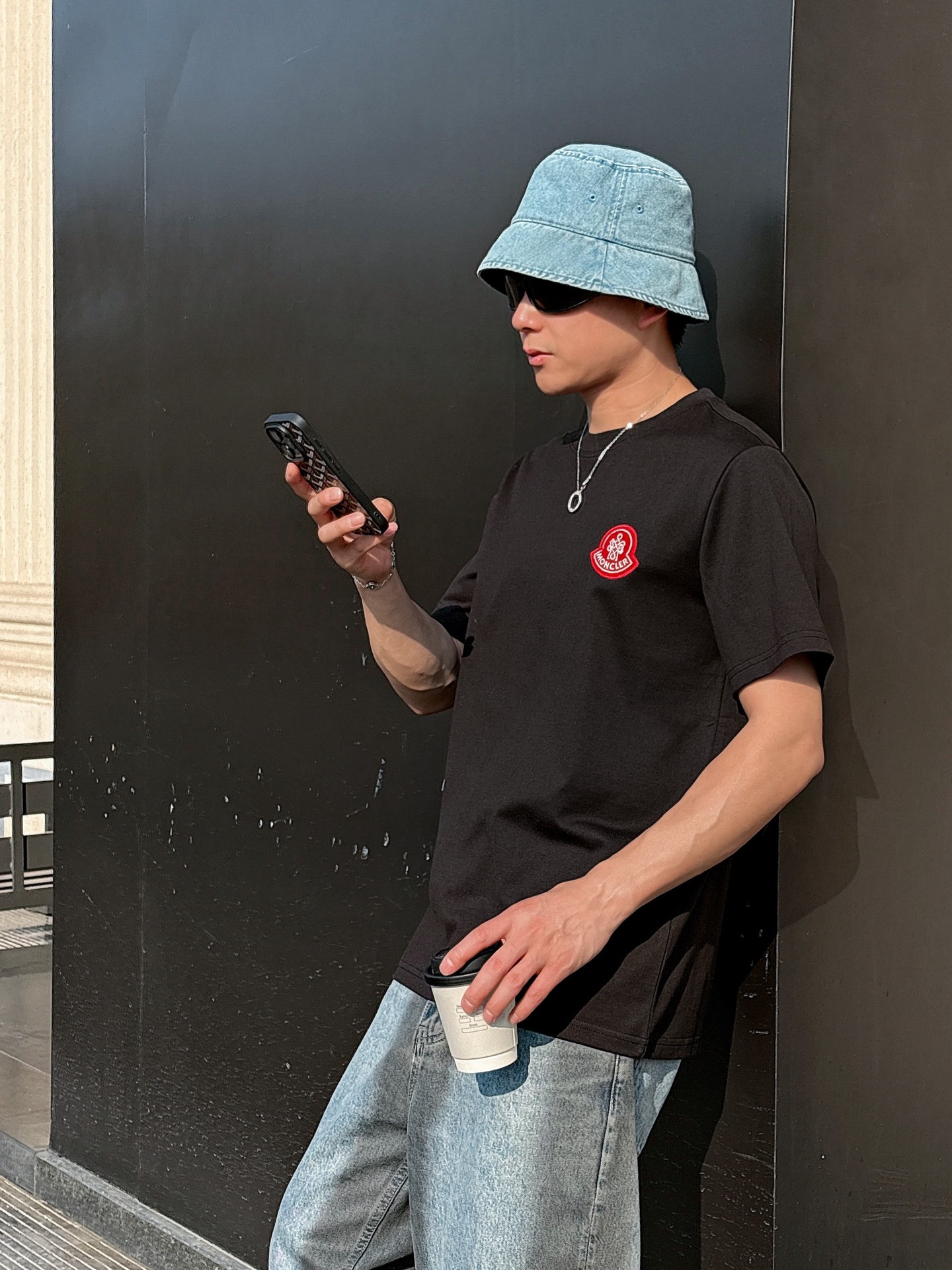 Moncler Couple Basic Clothing Cotton Black Loose Fit S-m-l-xl