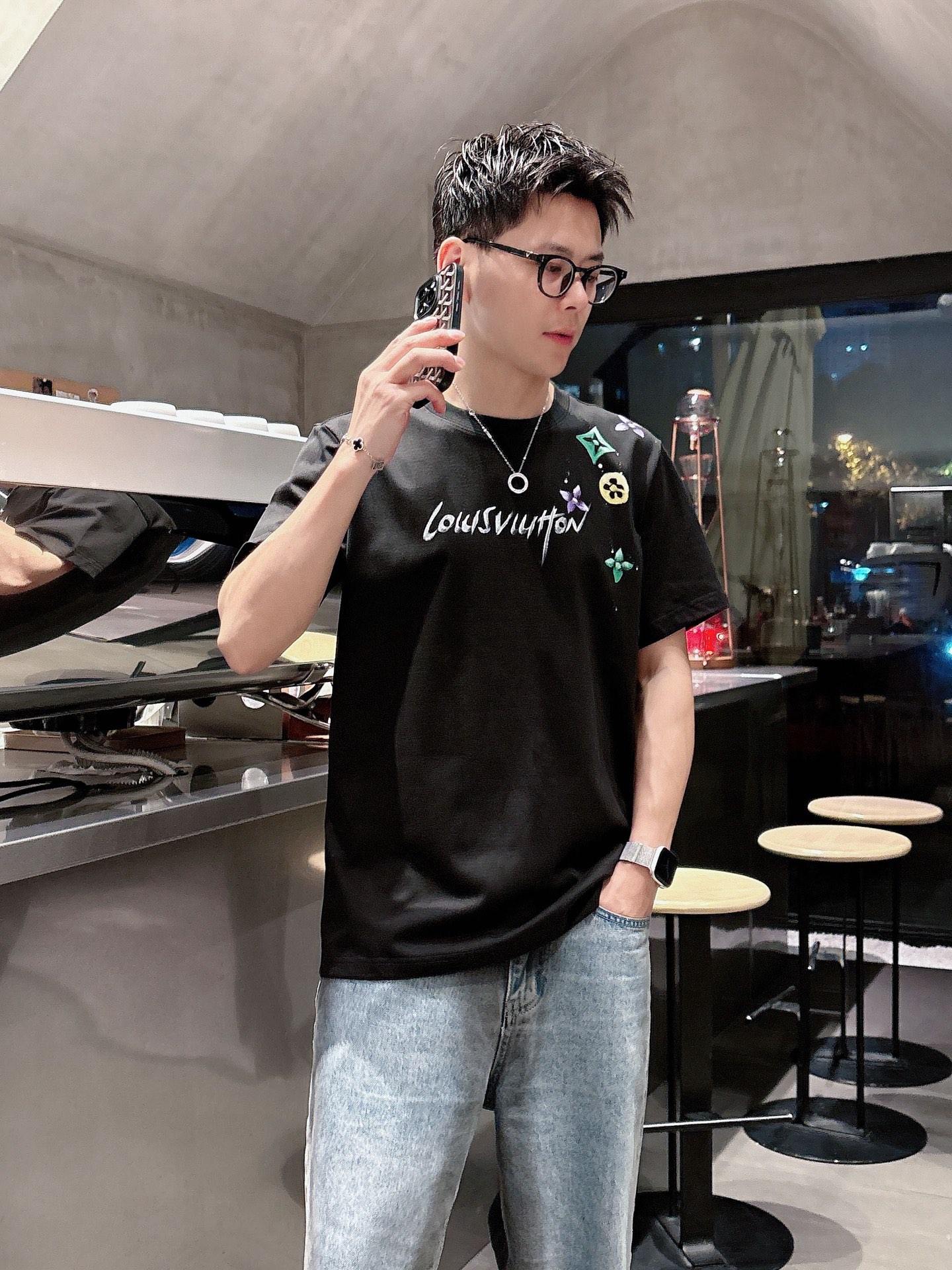 Louis Vuitton Male Basic Clothing Black S-m-l-xl