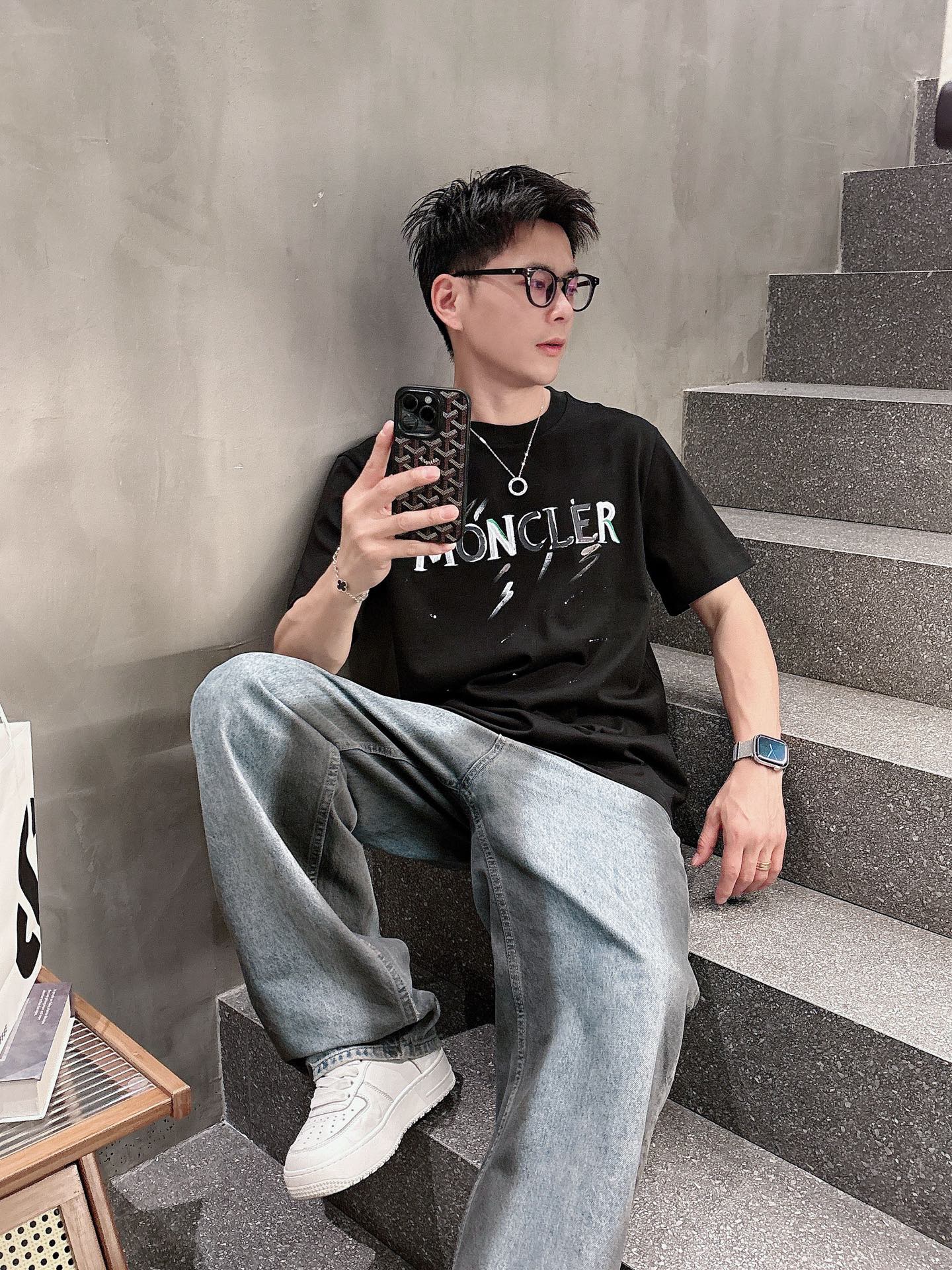 Moncler Male Basic Clothing Black S-m-l-xl