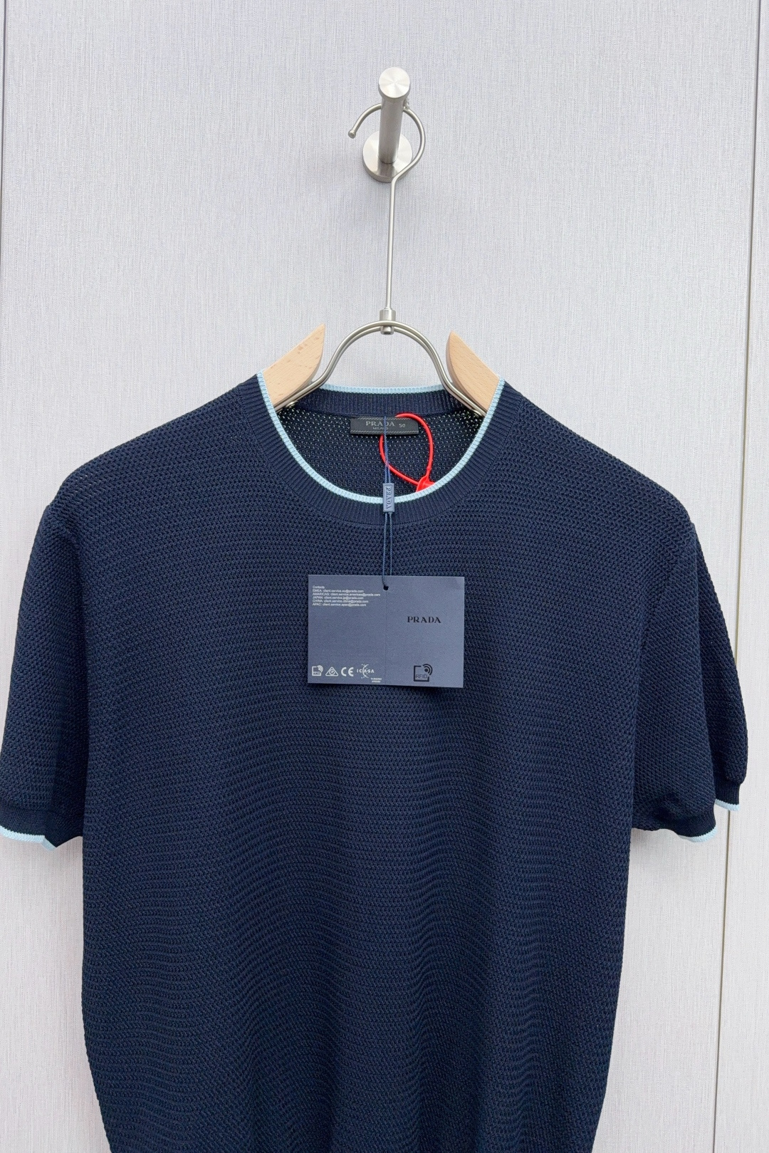 Prada Basic Clothing Knitted Blue Loose Fit M