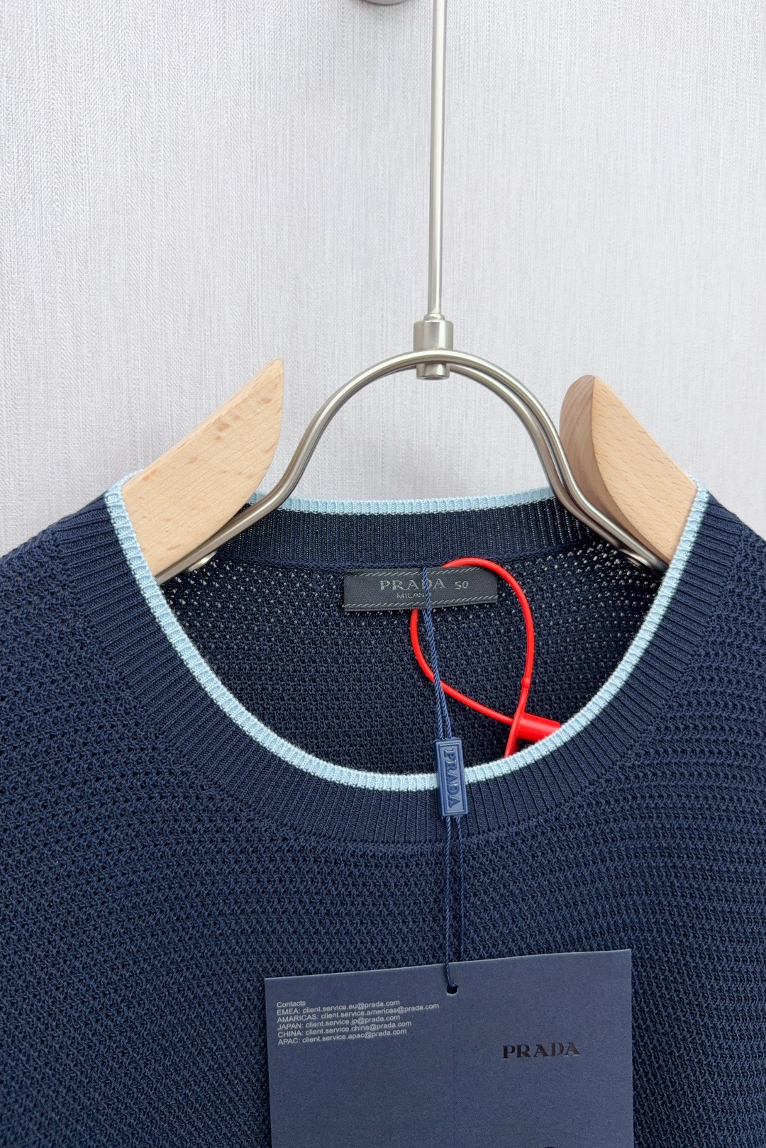Prada Basic Clothing Knitted Blue Loose Fit M