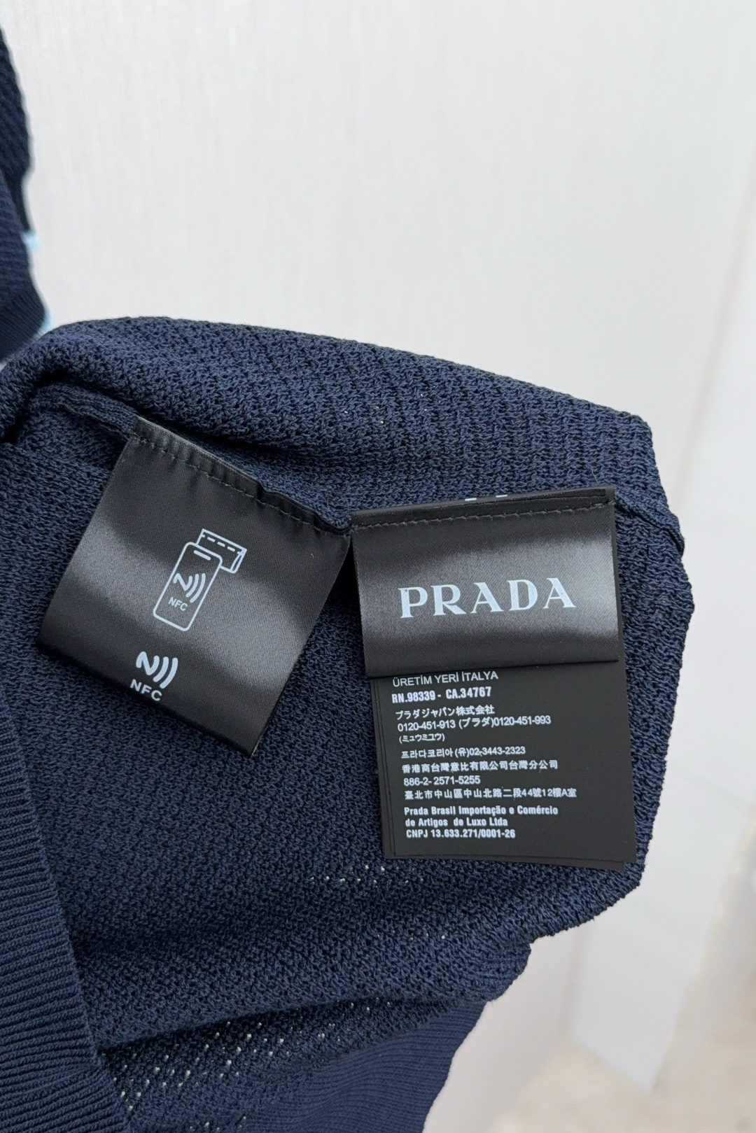 Prada Basic Clothing Knitted Blue Loose Fit M