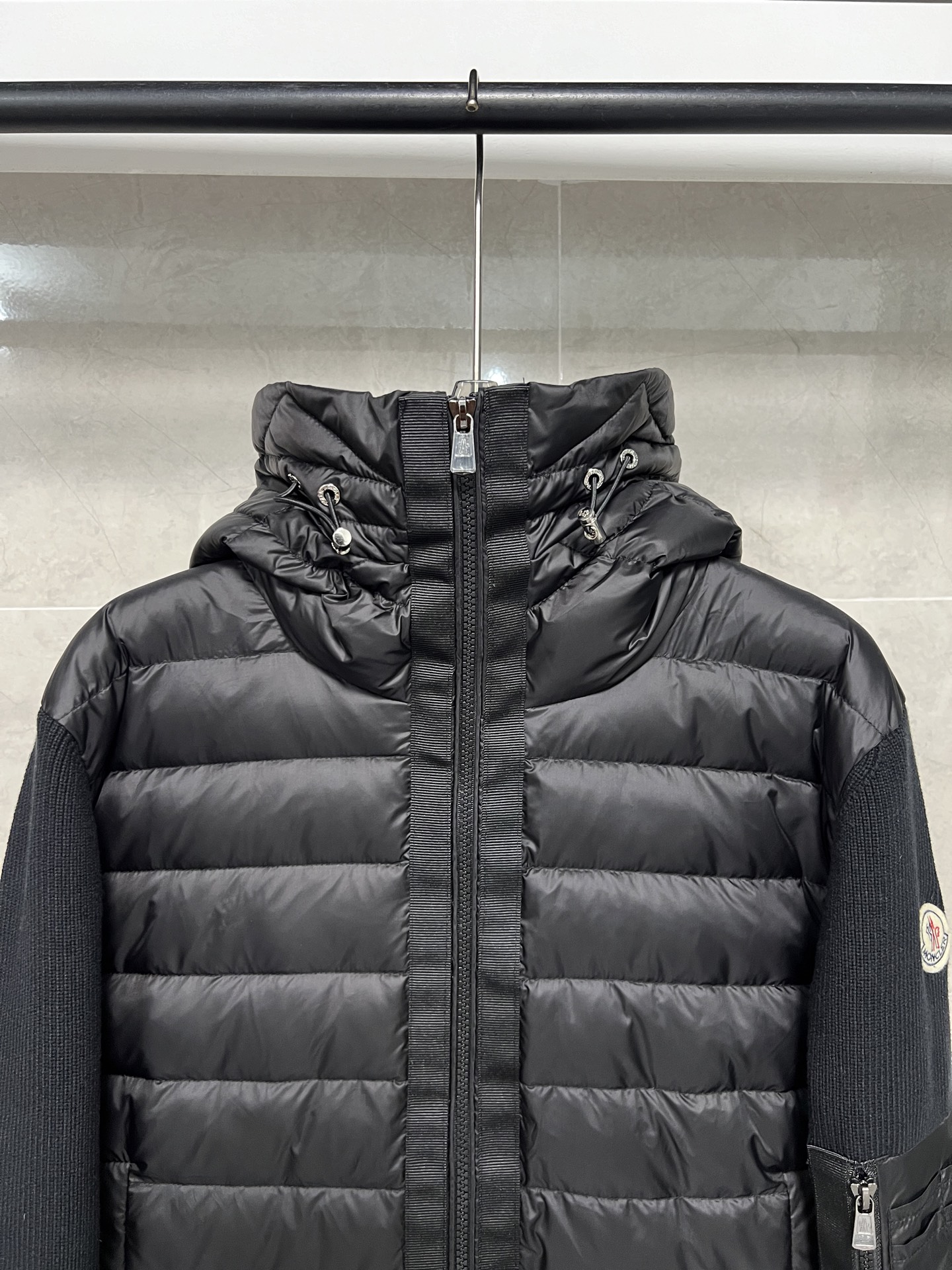Moncler Down Jacket Knitted Black Hooded M-l-xl