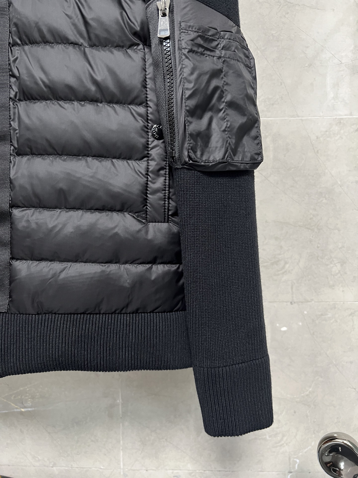 Moncler Down Jacket Knitted Black Hooded M-l-xl