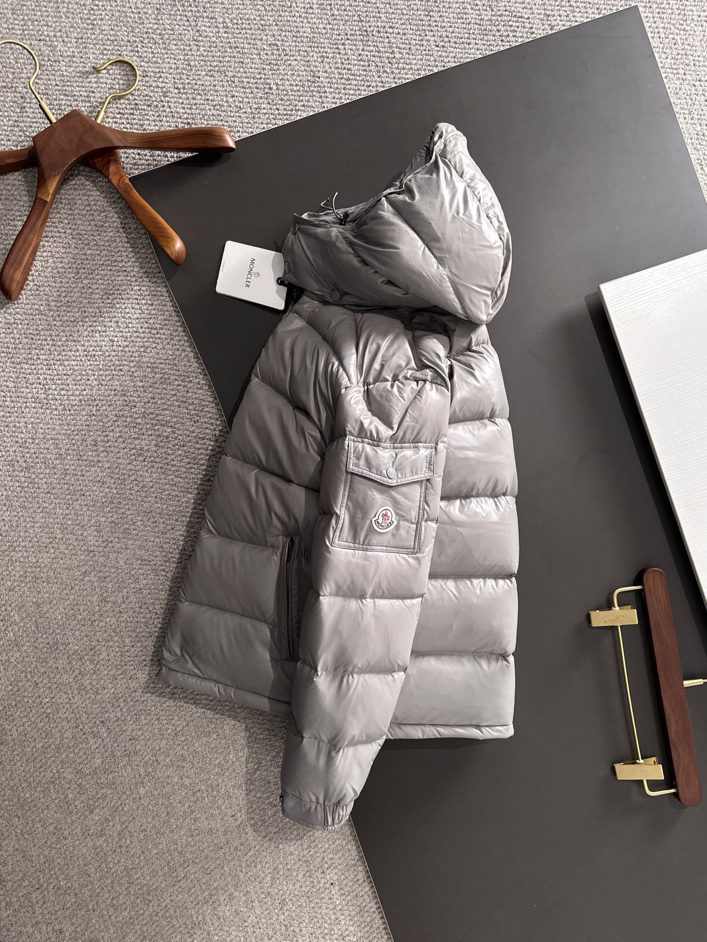 Moncler Down Jacket Goose Down Gray S-m-l
