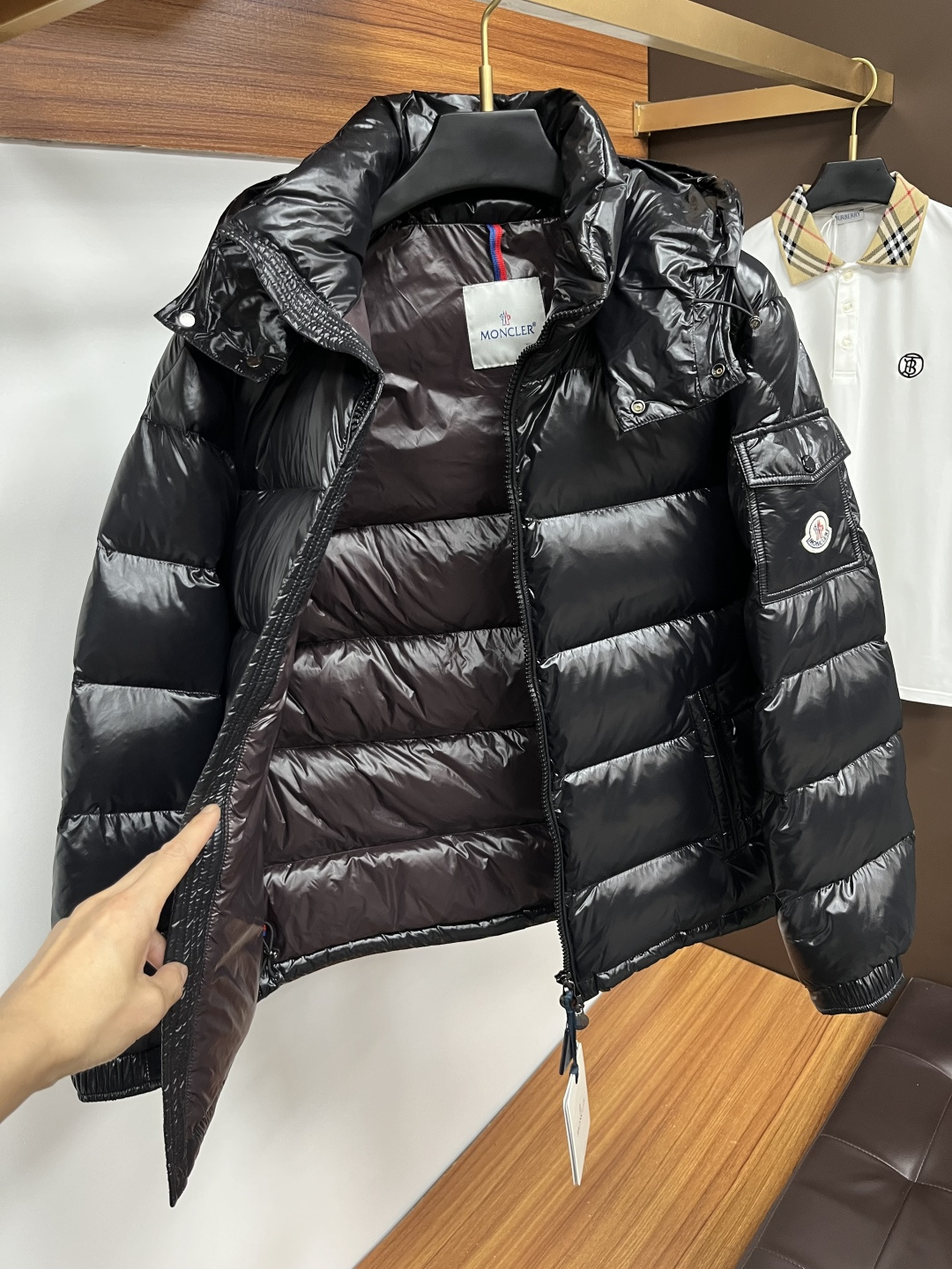 Moncler Male Down Jacket Goose Down Black Hooded M-l