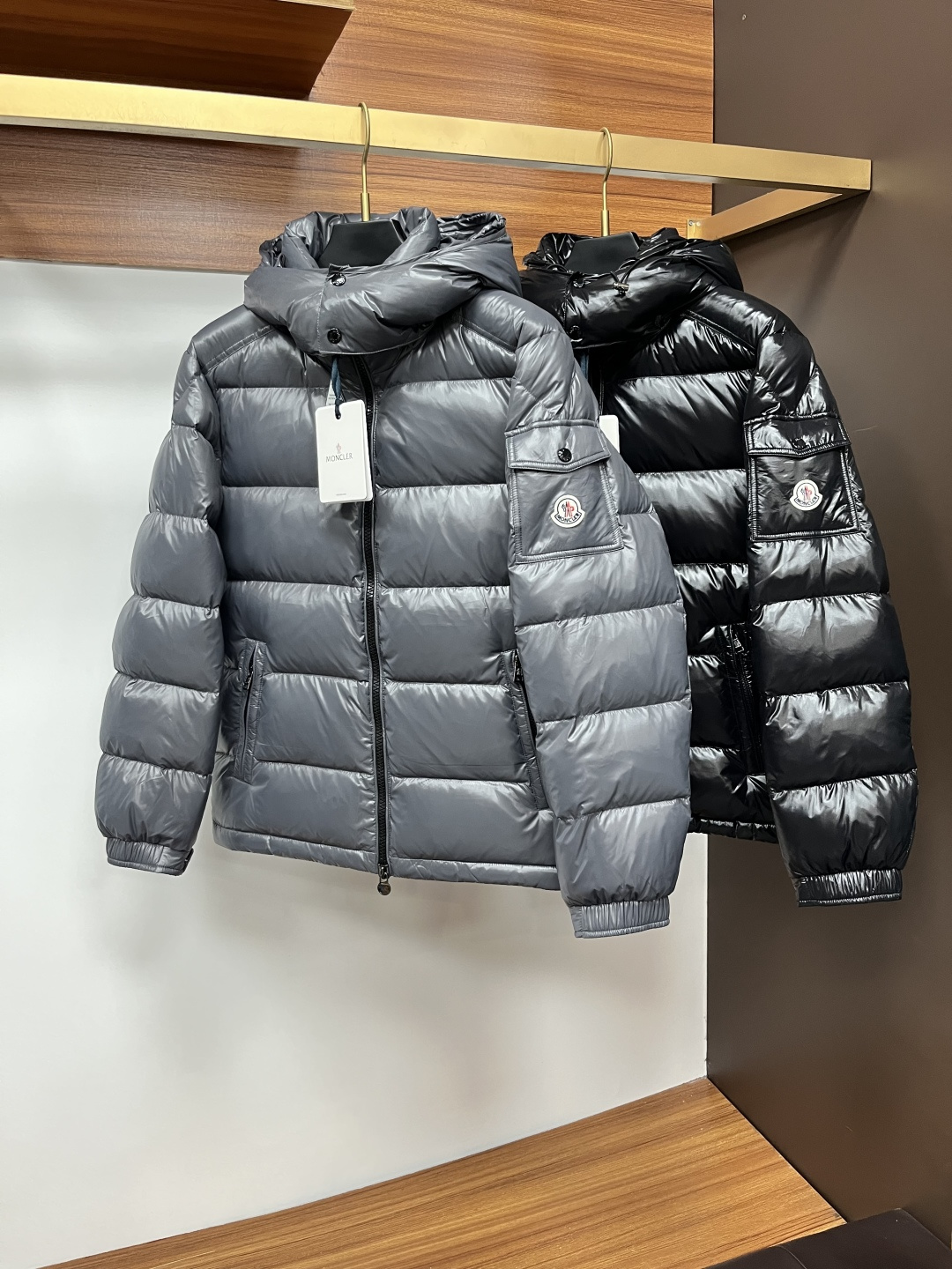 Moncler Male Down Jacket Goose Down Black Hooded M-l