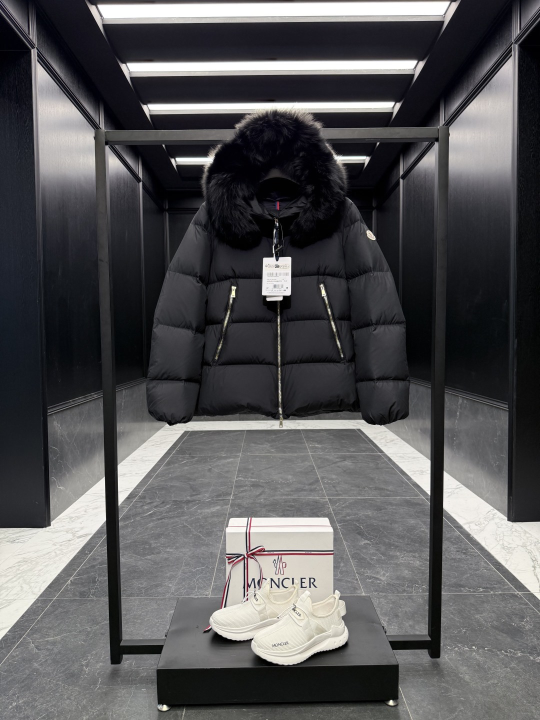 Moncler Female Jacket Wool Black Hooded S-m-l