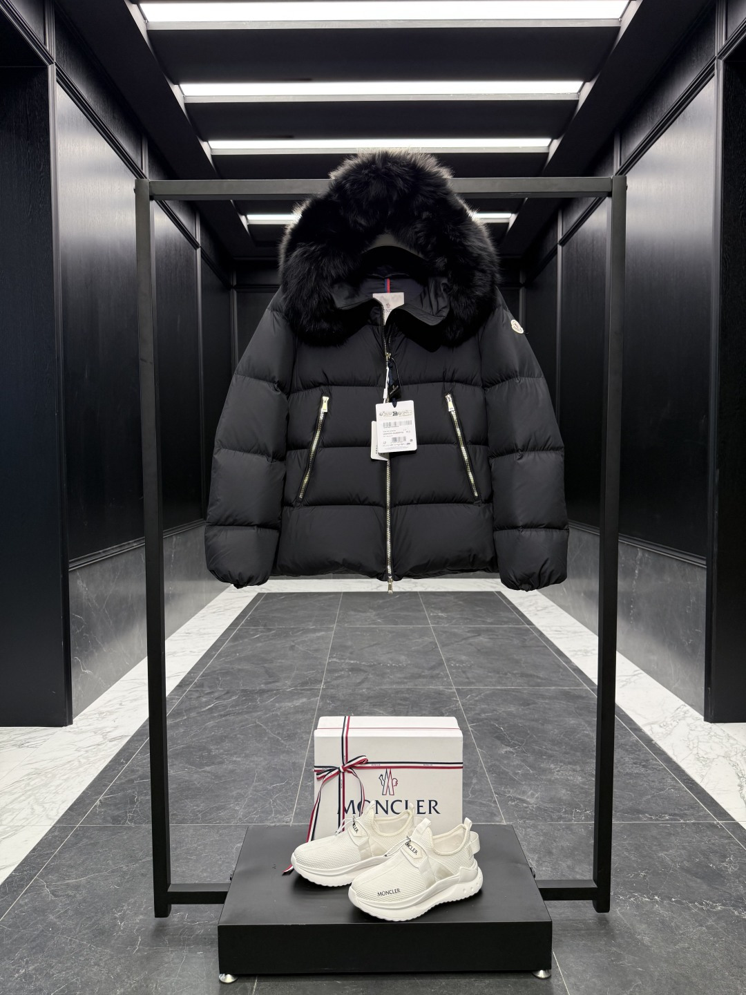 Moncler Female Jacket Wool Black Hooded S-m-l
